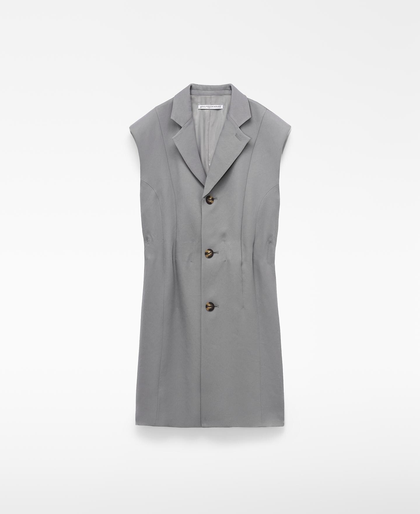 Vestido Sastre Curto com Cintura Ajustada e Manga Sisa Cinzento-7