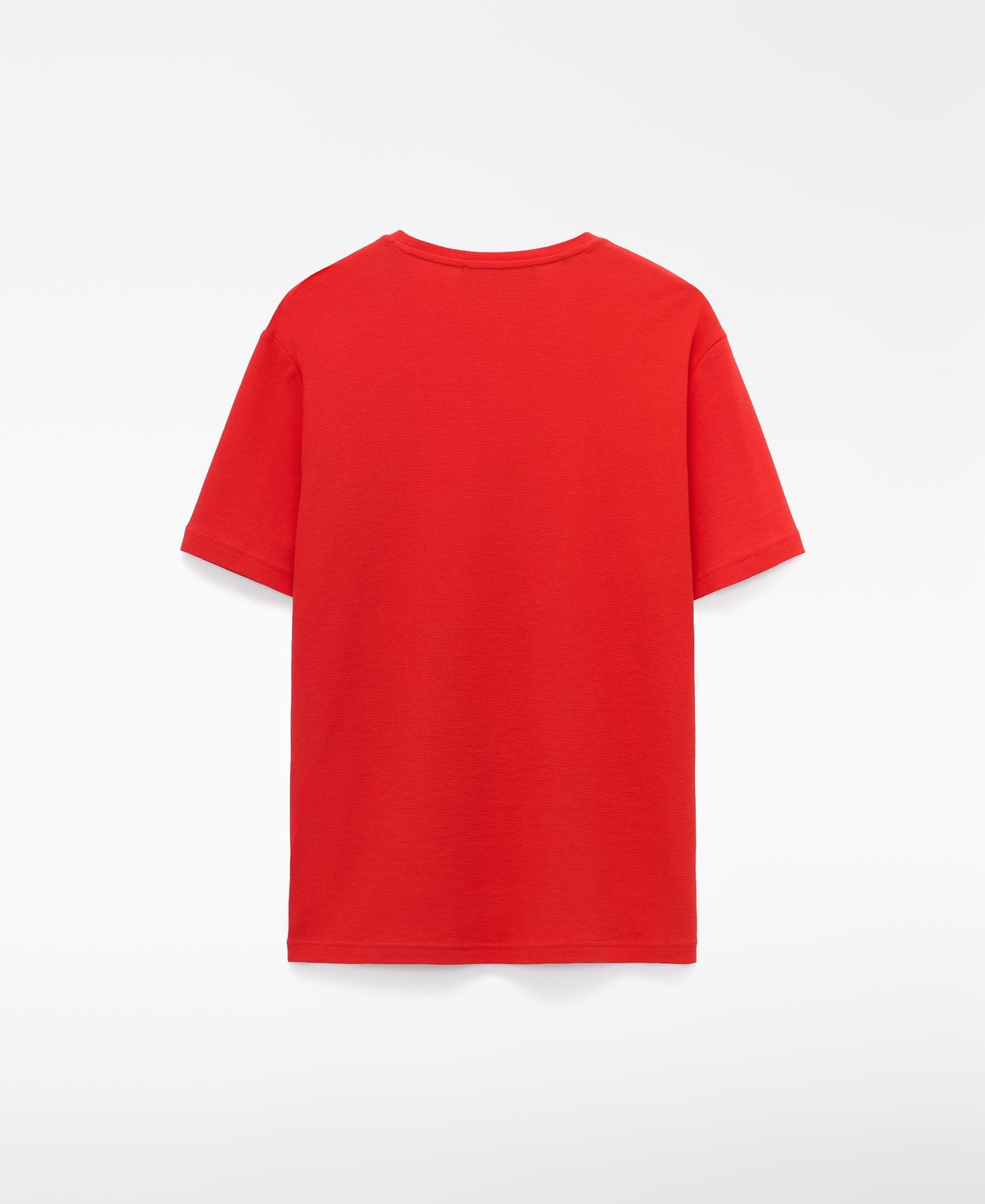T-shirt de Manga Curta em Algodão de Gola Redonda Vermelho-6