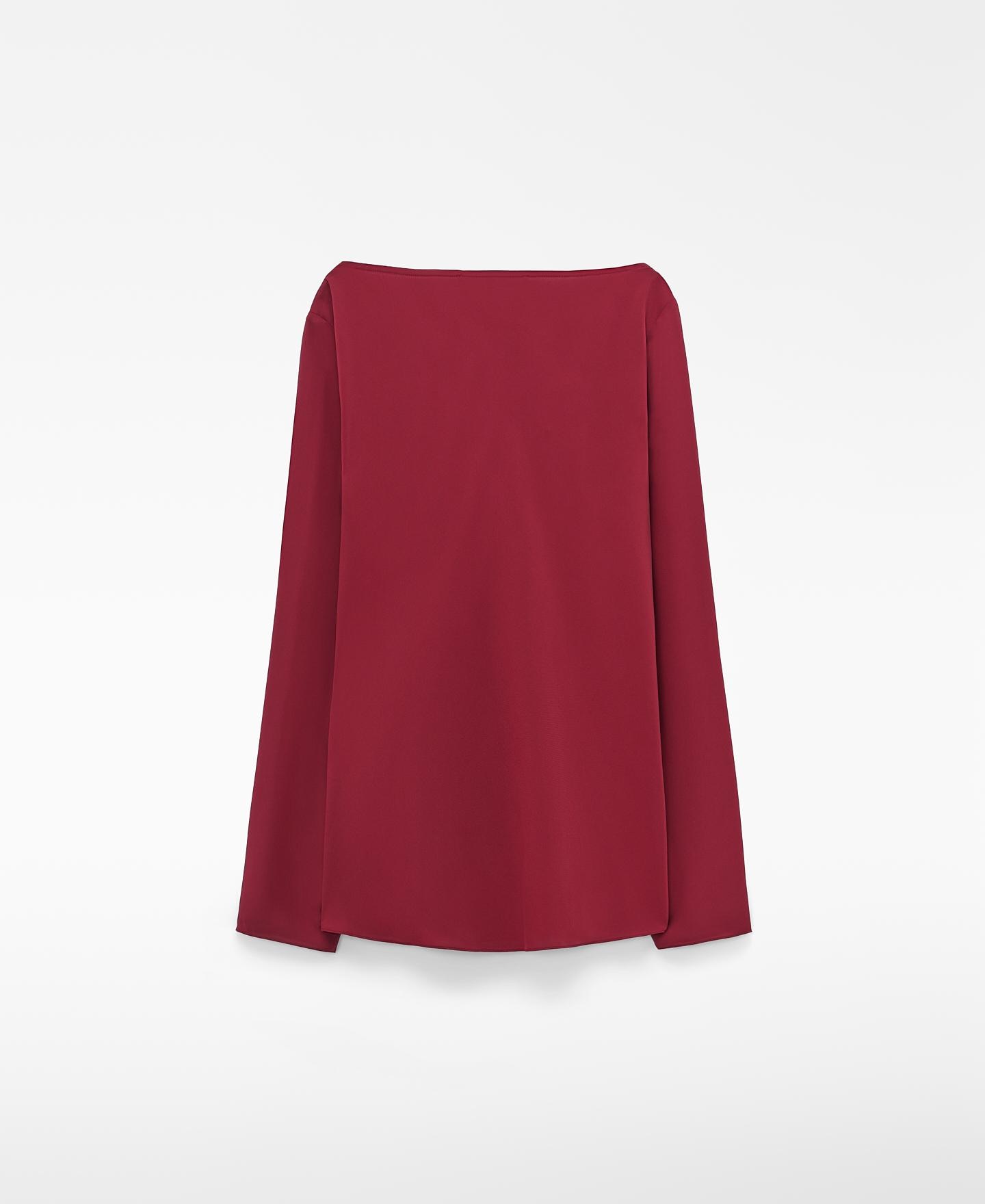 Blusa com Decote Drapeado e Manga Comprida Vermelho-6