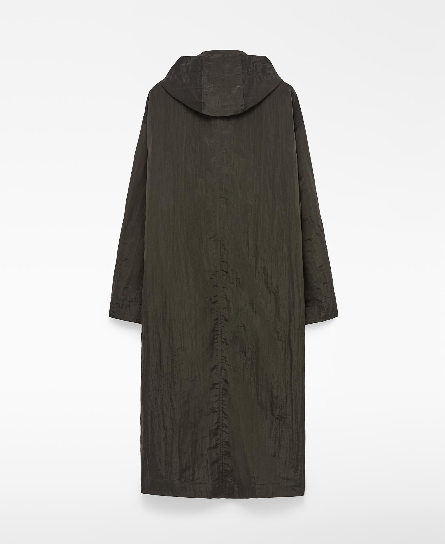 Gabardina Comprida com Gola Italiana e Capuz Caqui-6