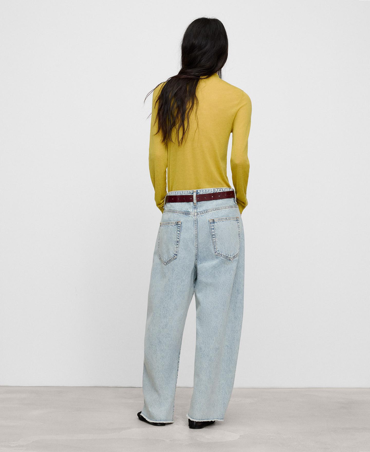 Camisola Fina de Lã Merino com Gola Perkins Amarelo-3