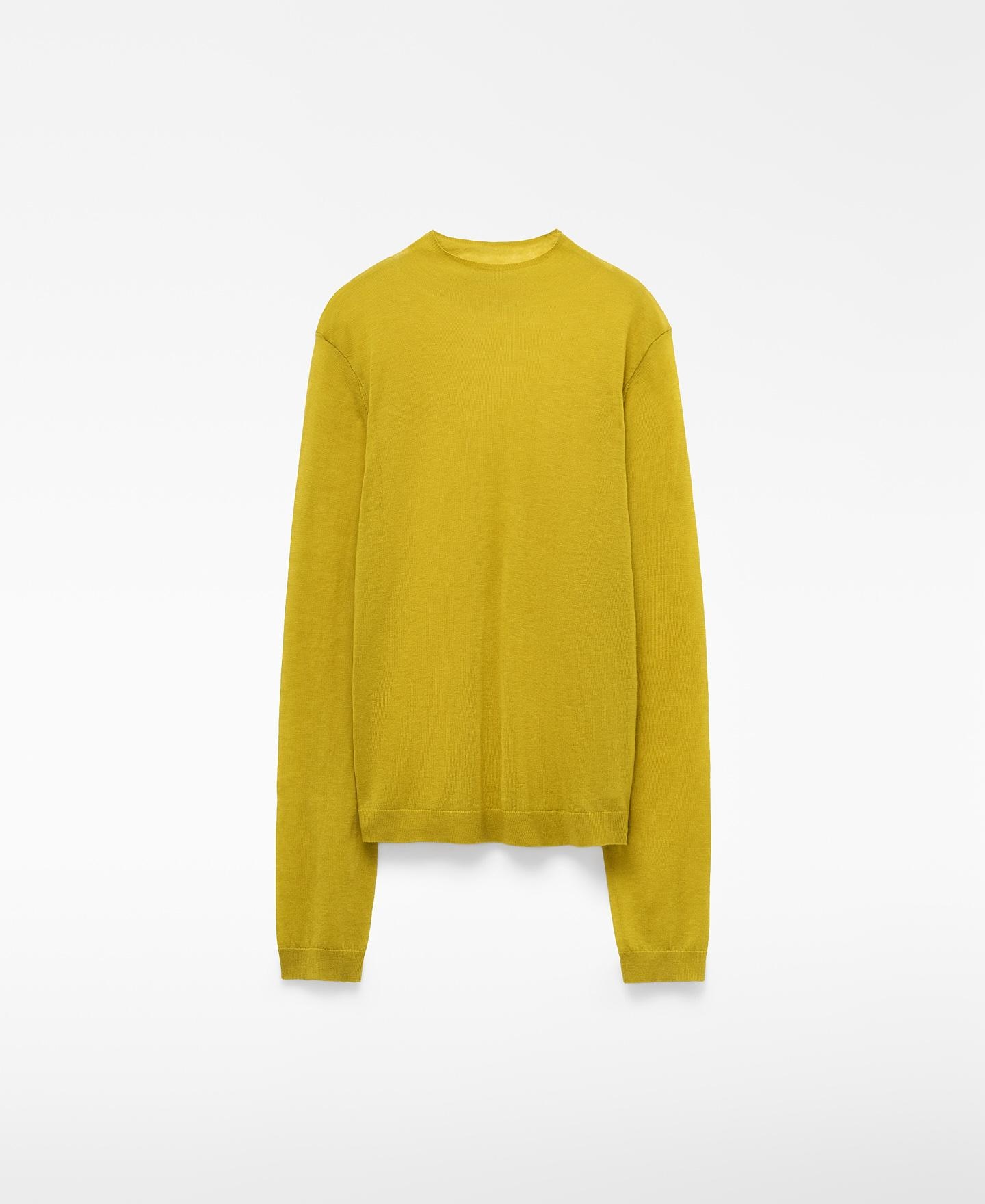 Camisola Fina de Lã Merino com Gola Perkins Amarelo-5