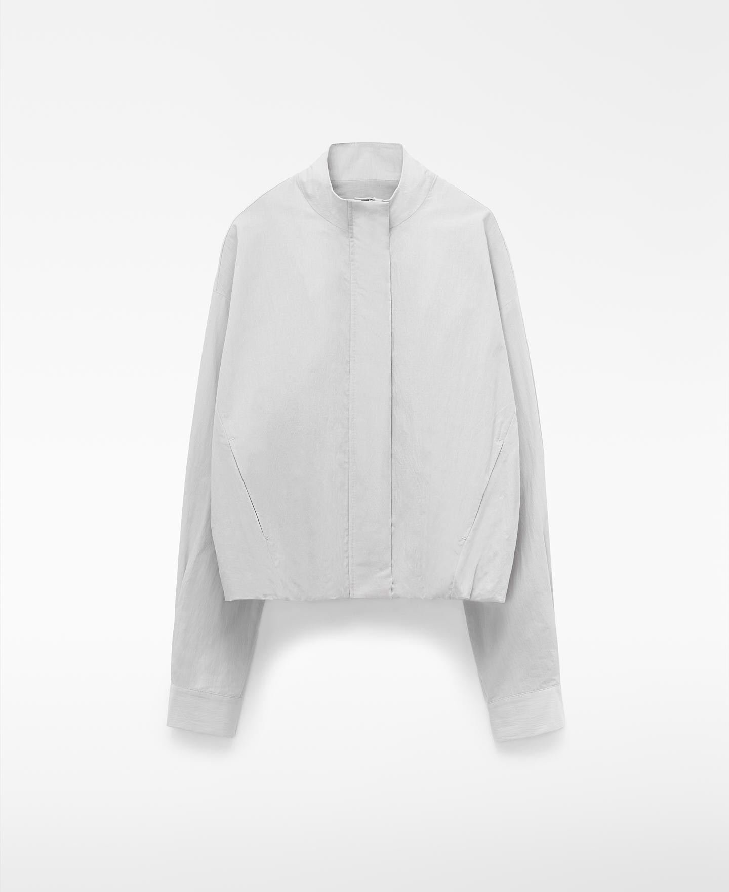 Blusão Bomber em Algodão Orgânico com Gola Tira Azul-claro-5