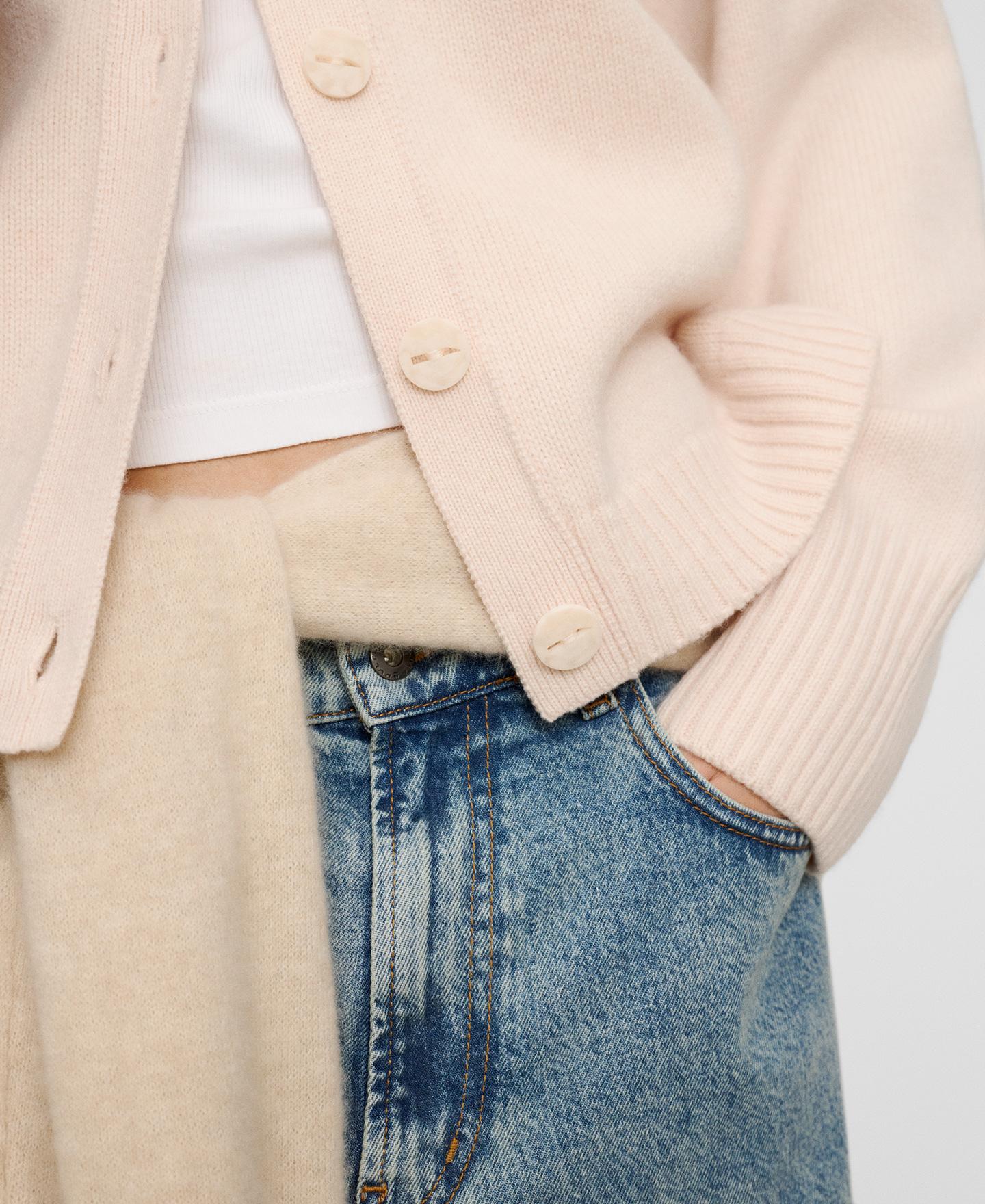 Cardigan de Lã Merino com Gola Perkins Natural-4