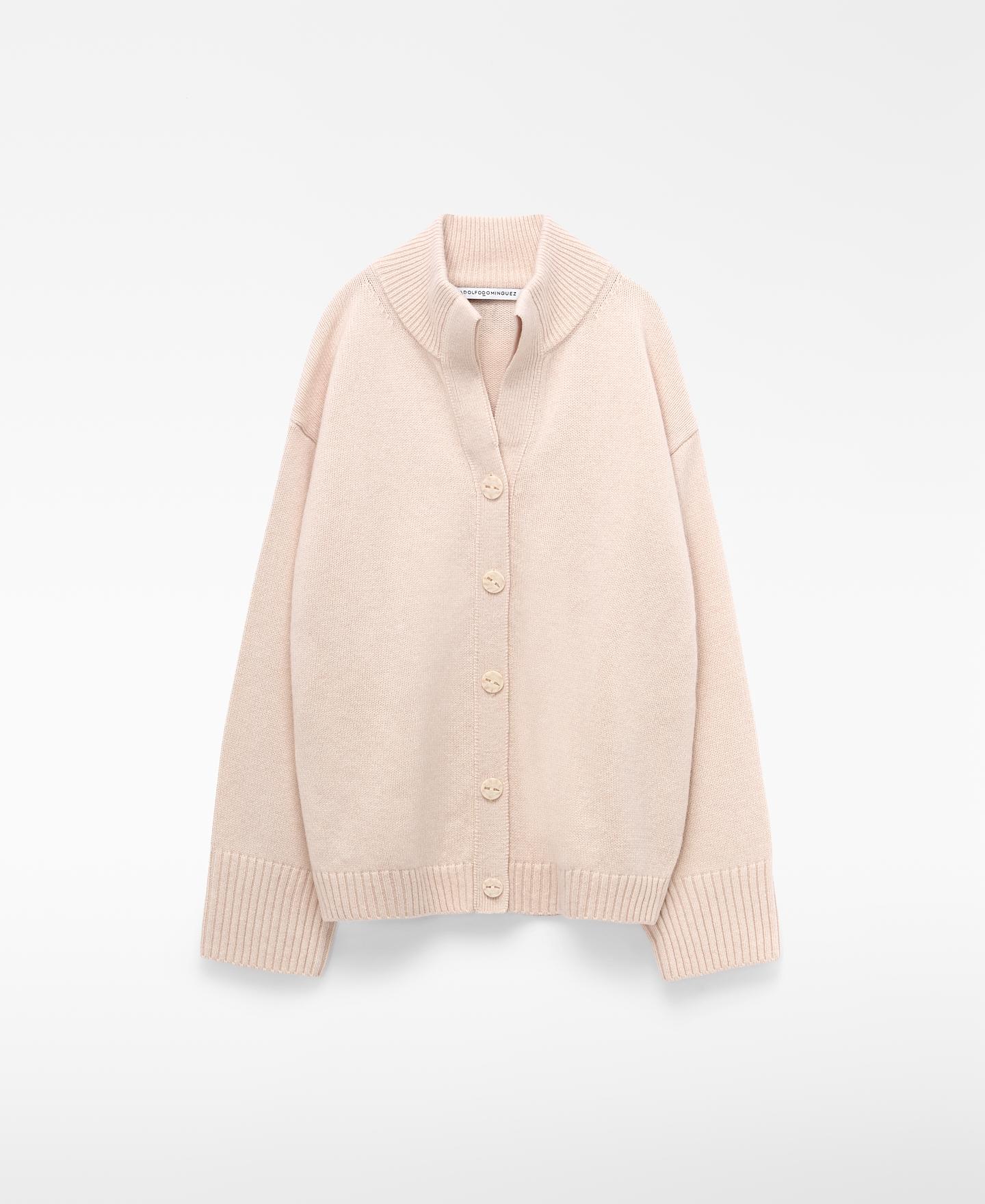 Cardigan de Lã Merino com Gola Perkins Natural-5