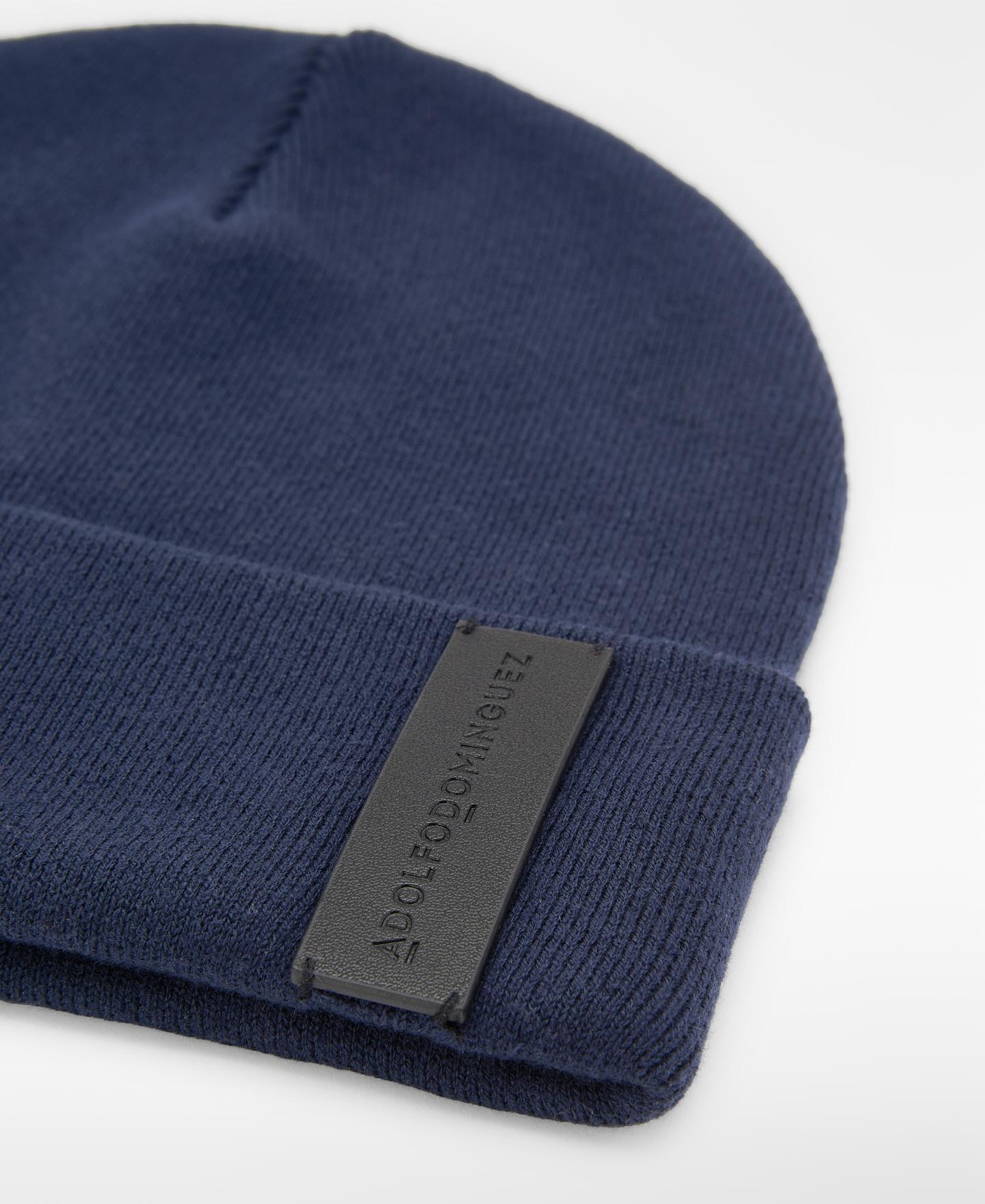 Chapéu Beanie em Canelado de Algodão Azul-marinho-2