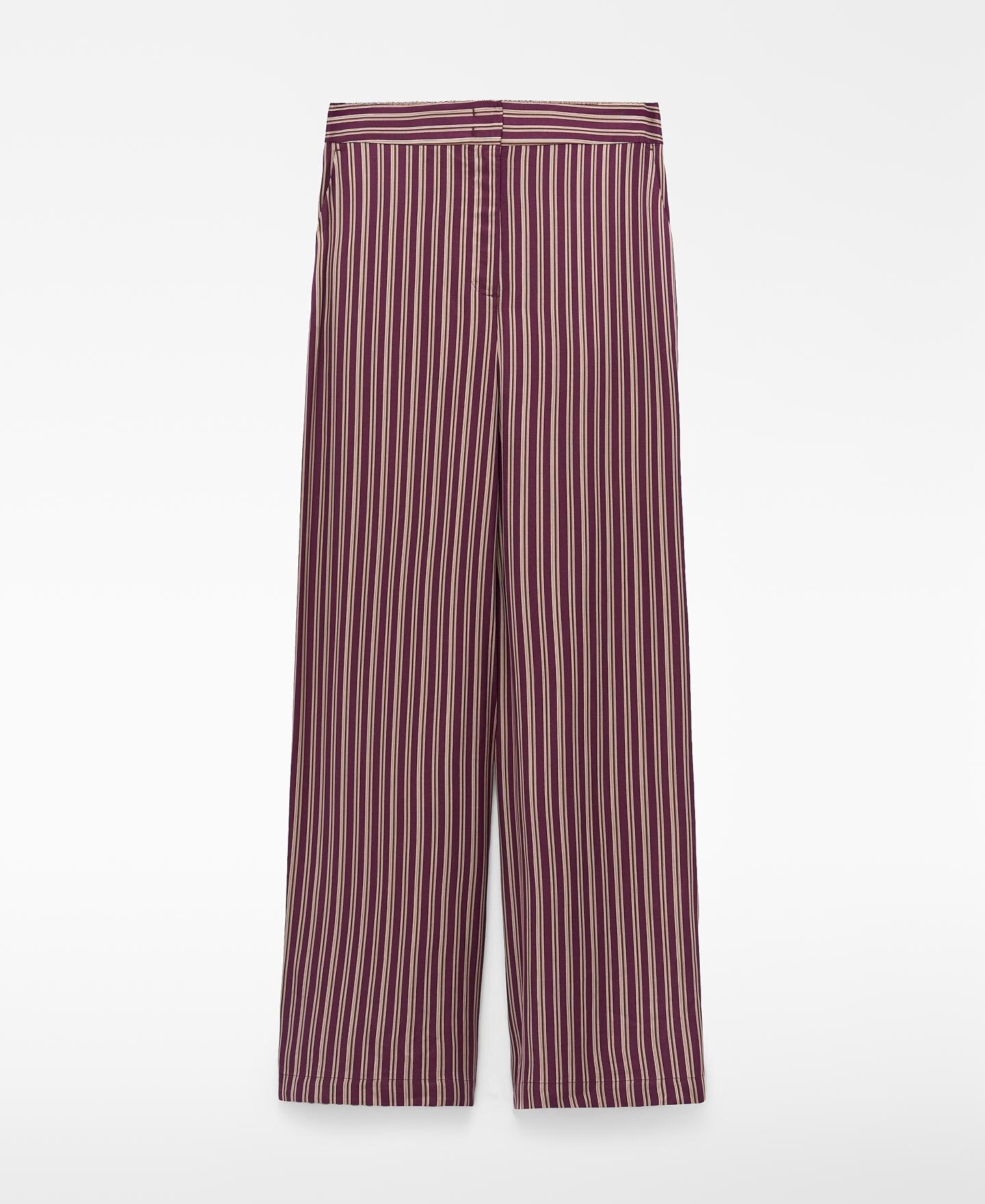 Calças com Corte a Direito Às Riscas Multicolor-5