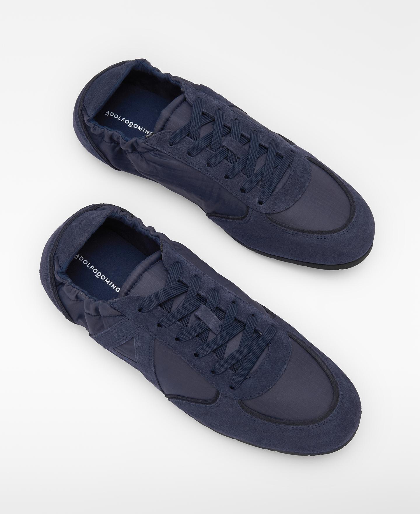 Sapatilhas Desportivas de Camurça e Nylon com Maxi Logo Azul-marinho-2