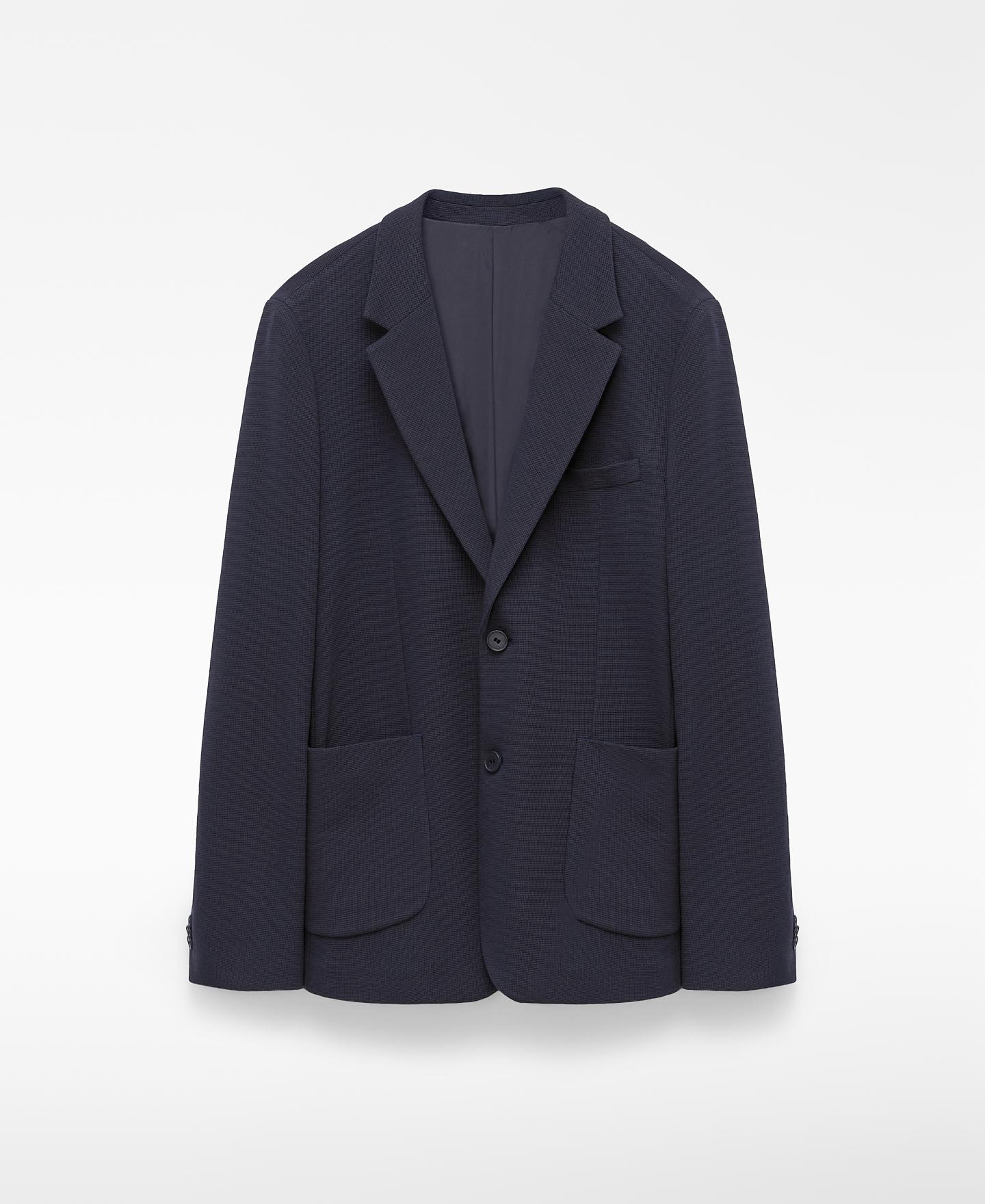 Blazer Regular Fit com Microtextura e Bolso no Peito Azul-escuro-5