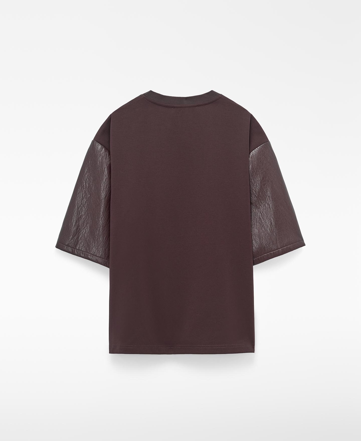 Top de Gola Redonda em Pele Não Pele Bordeaux-6