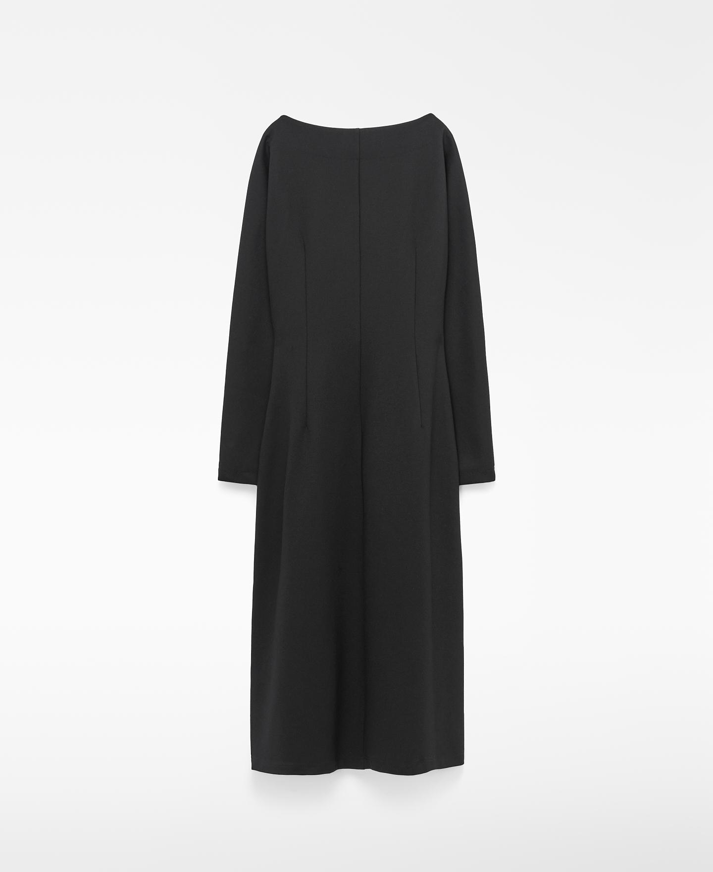 Vestido Midi Cruzado com Gola em V Preto-6