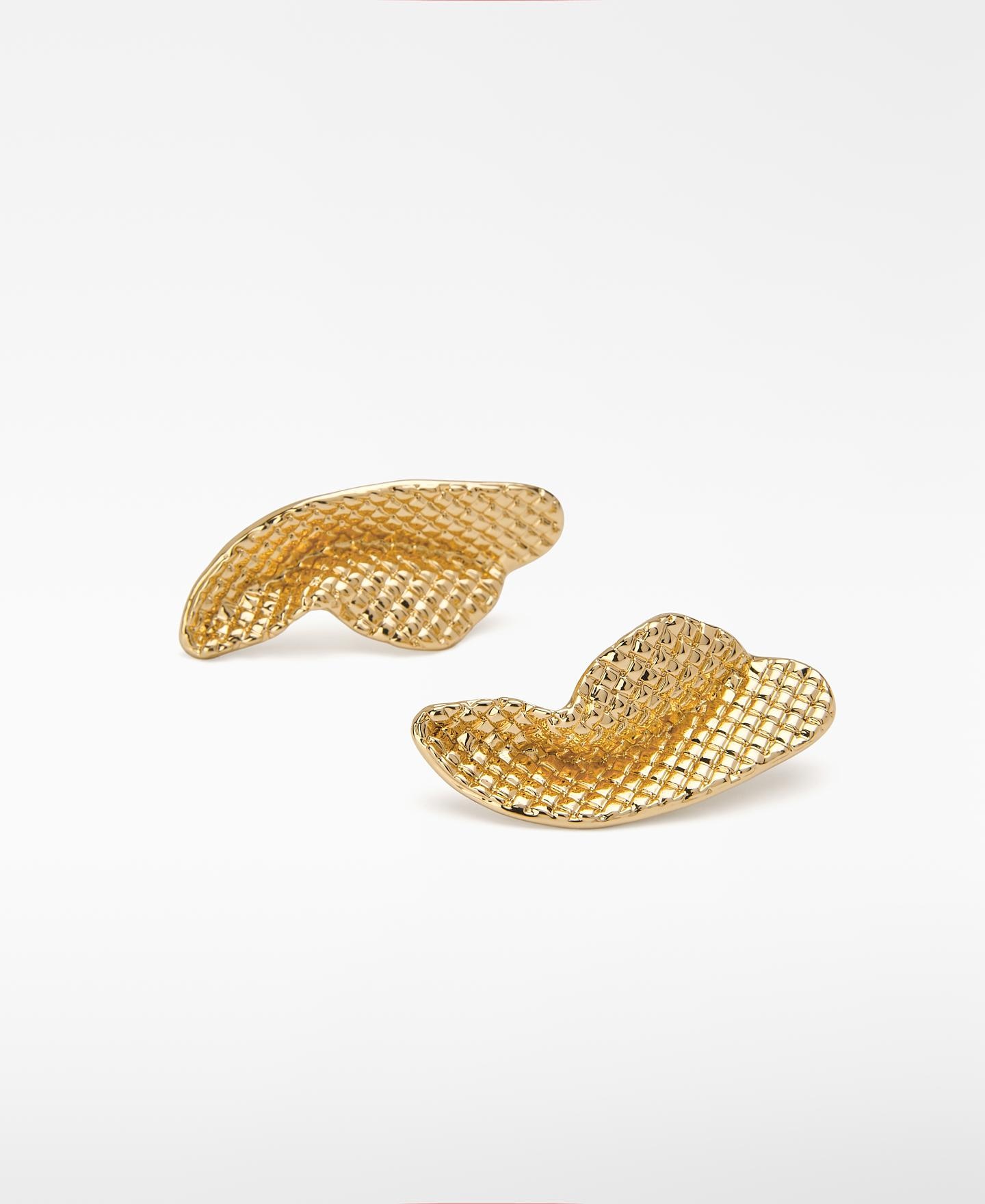 Brincos Metálicos com Textura Dourado-3