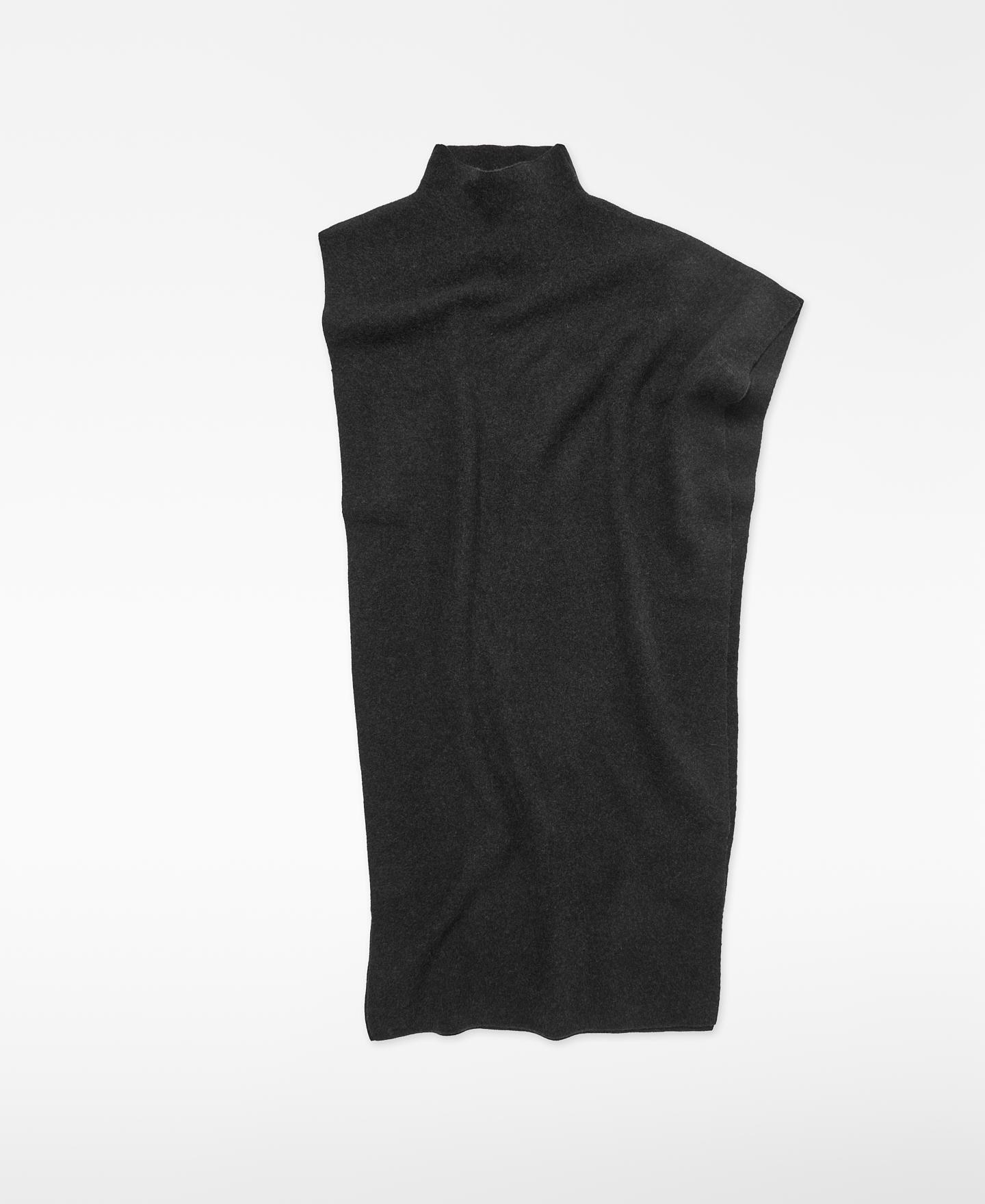 Capa Assimétrica de Lã Merino Cinzento-escuro-2