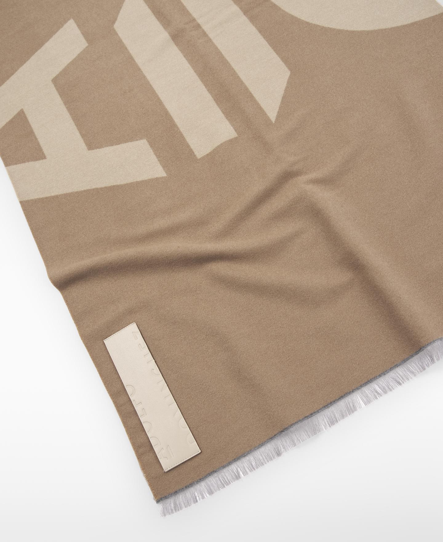 Cachecol com Lã e Maxi Logo em Jacquard Camel-3