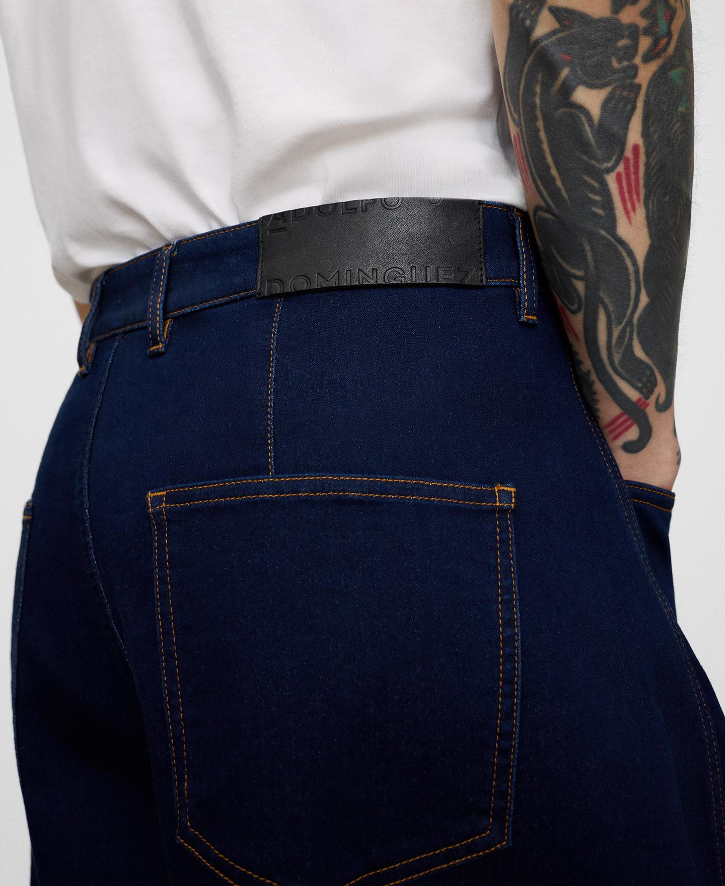 Jeans Relaxed Barrel Fit com Algodão Azul-marinho-4