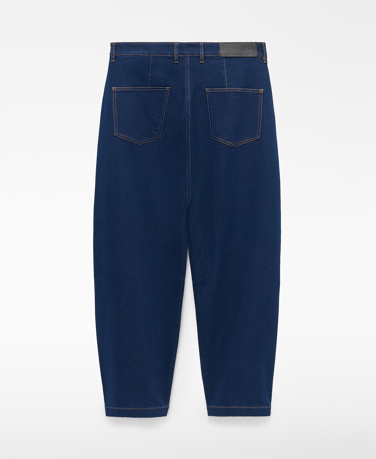 Jeans Relaxed Barrel Fit com Algodão Azul-marinho-6