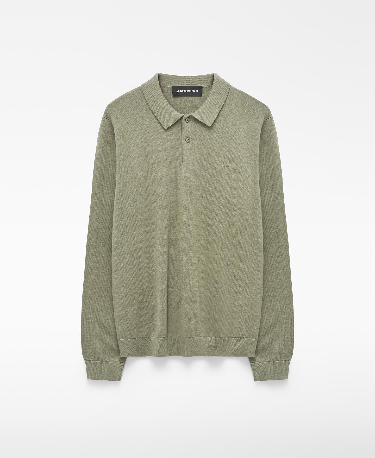 Polo de Manga Comprida com Lã e Algodão Verde-5