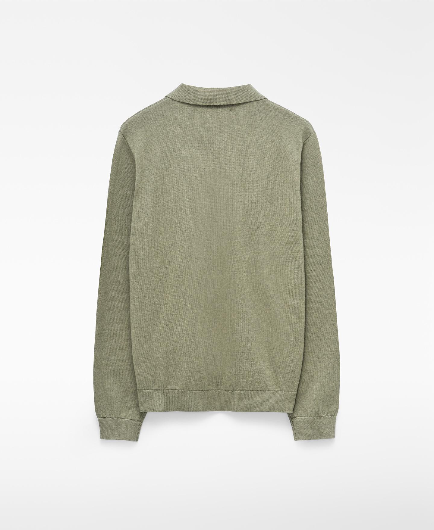 Polo de Manga Comprida com Lã e Algodão Verde-6