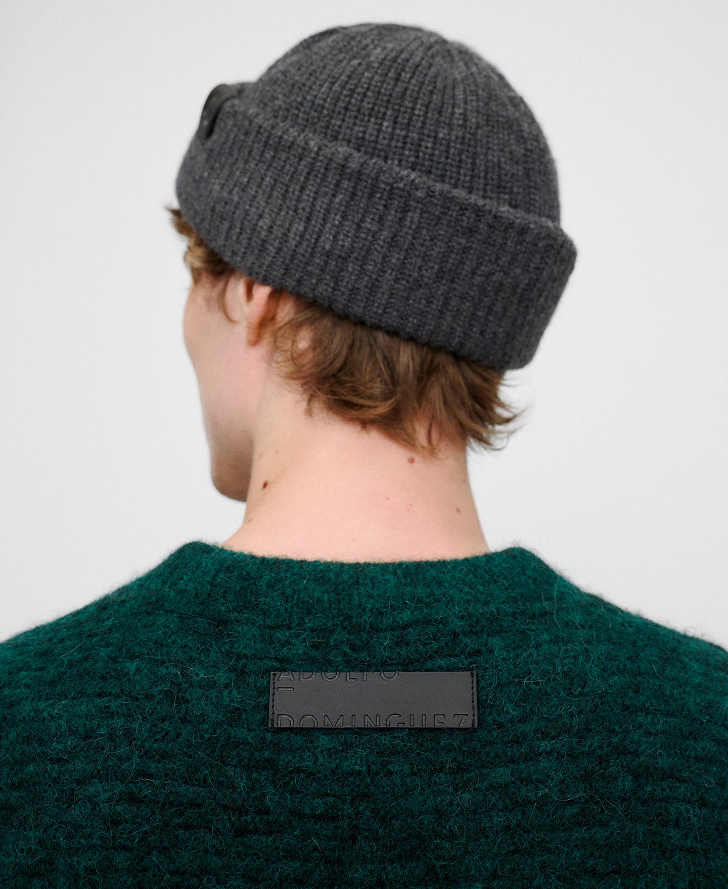 Camisola de Malha Estruturada com Alpaca e Lã Merino Verde-escuro-4