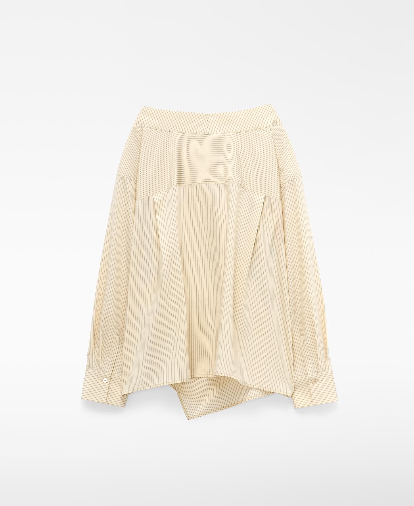 Camisa Cruzada Assimétrica Às Riscas Camel-6