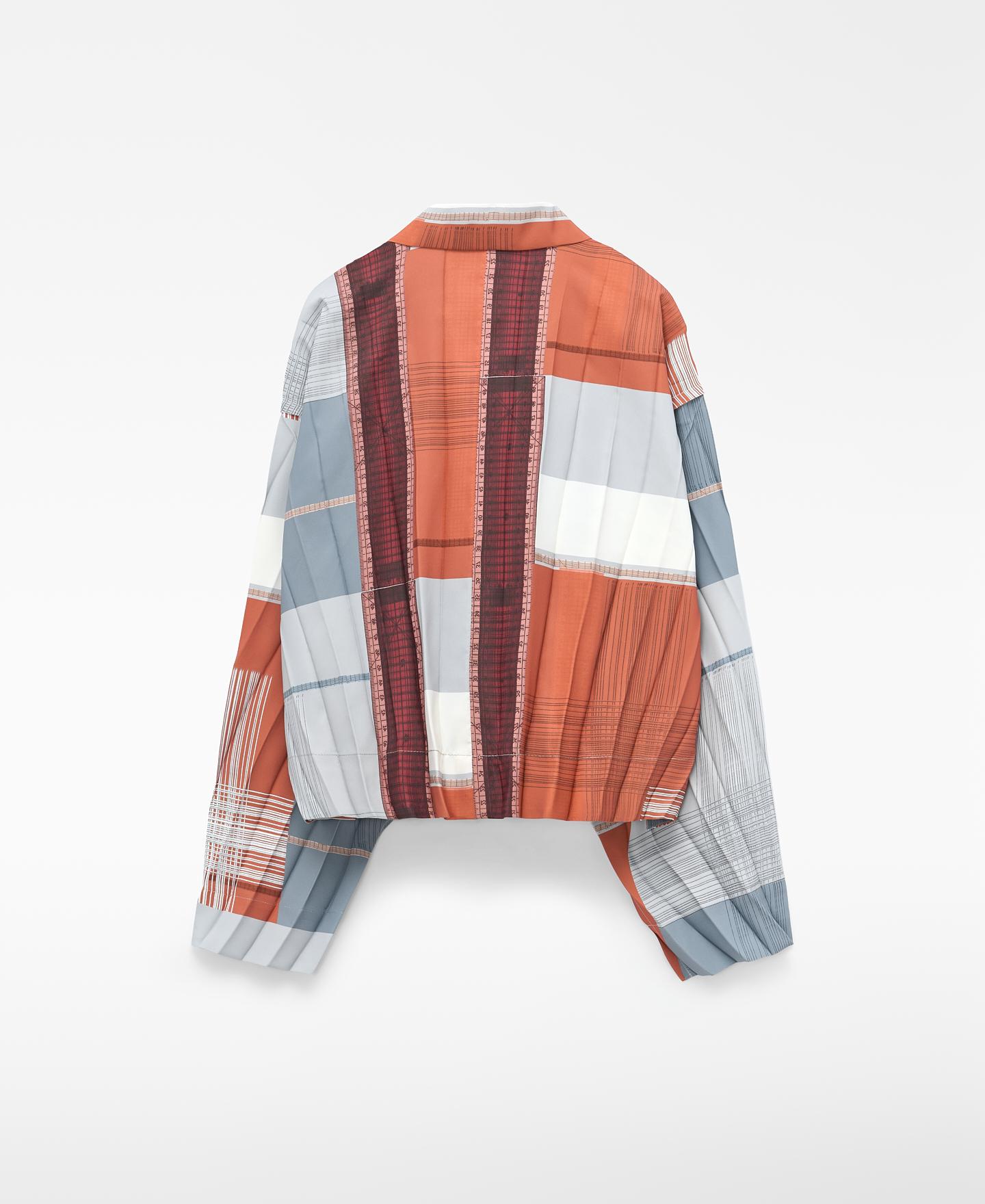Blusão Bomber Plissado com Gola Chaminé Multicolor-6