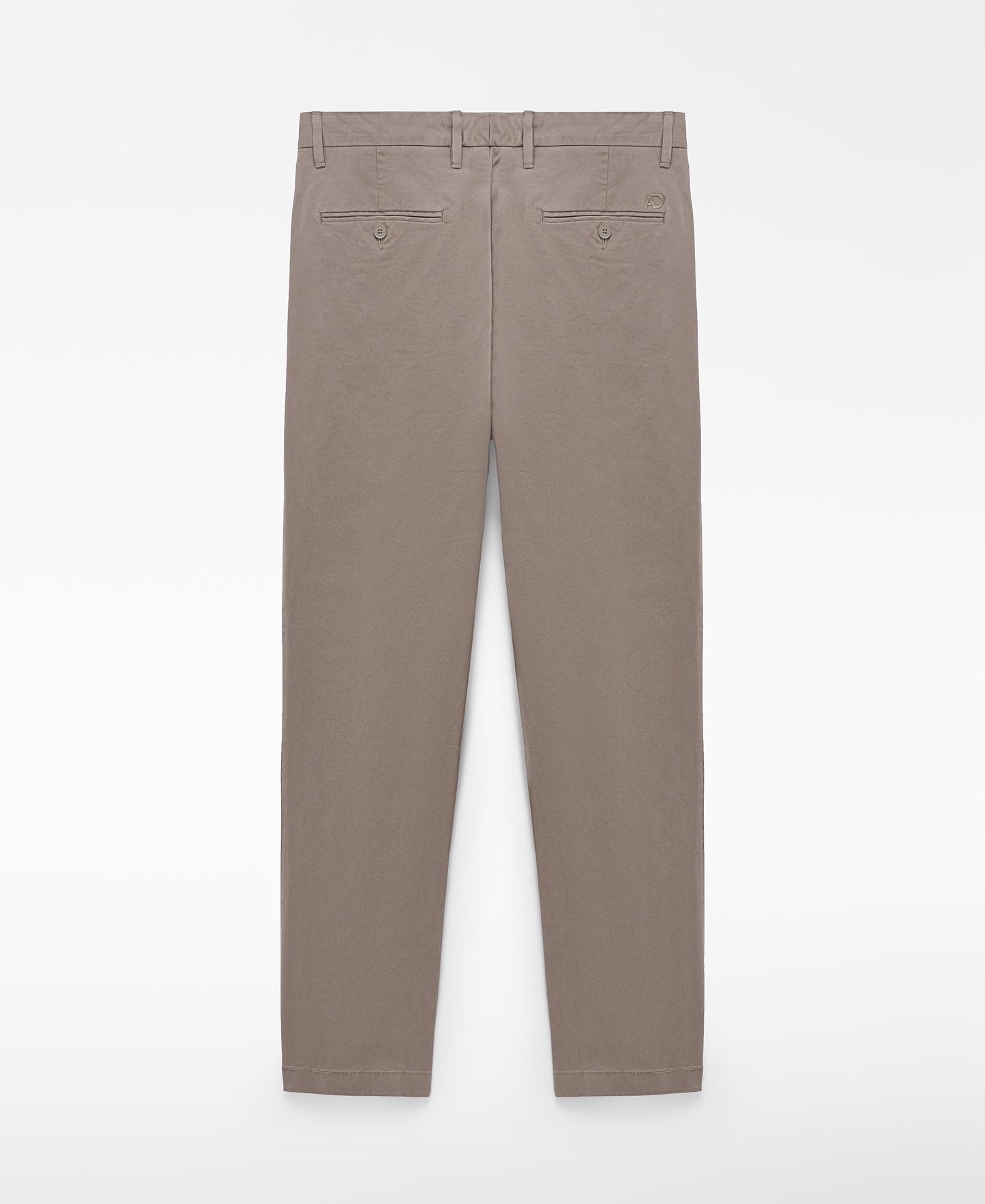 Calças Chino de Algodão Regular Fit com Bolsos Italianos Castanho-pedra-6