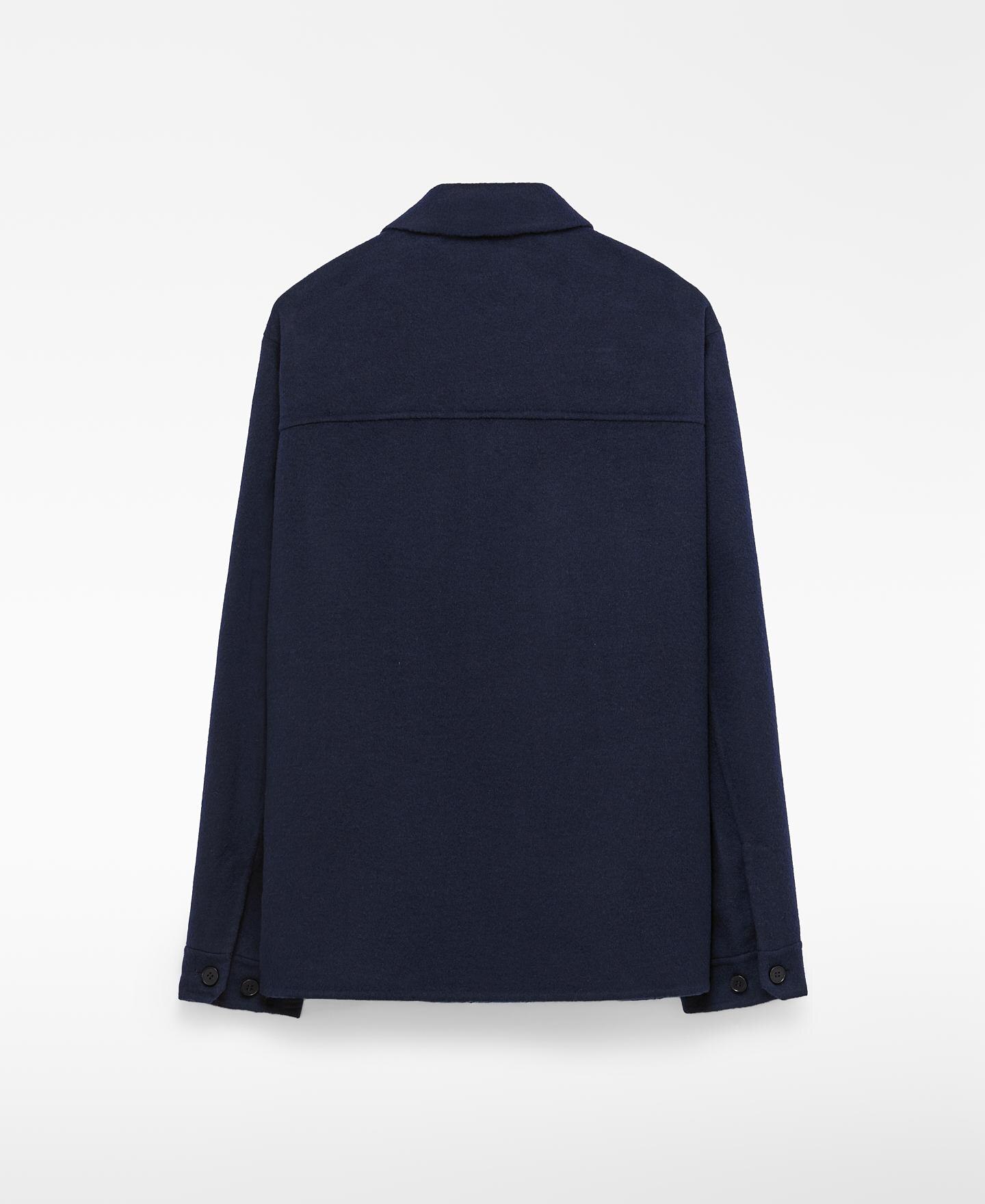 Sobrecamisa com Lã Dupla Face e Bolsos de Plastrão Azul-marinho-2