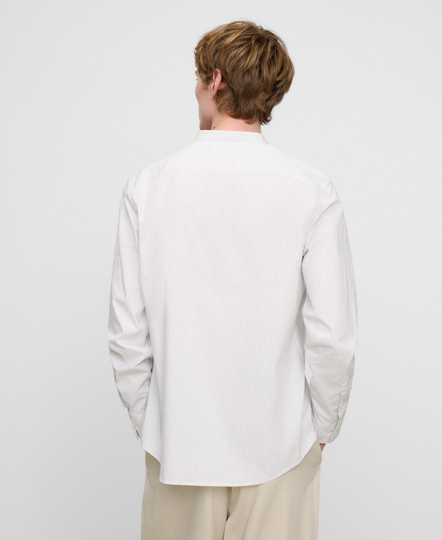 Camisa com Gola À Padre Regular Fit em Algodão Branco-3