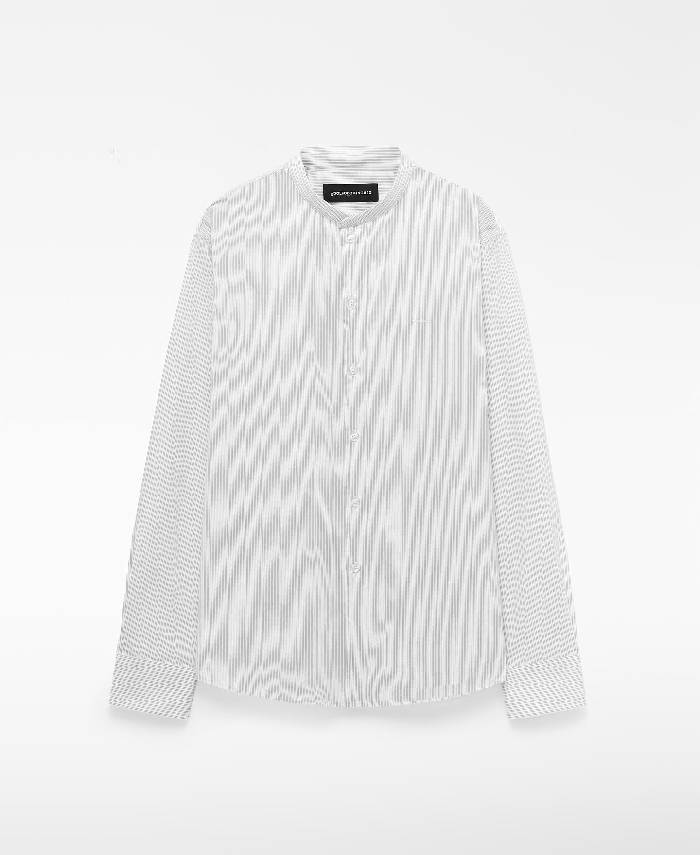 Camisa com Gola À Padre Regular Fit em Algodão Branco-5