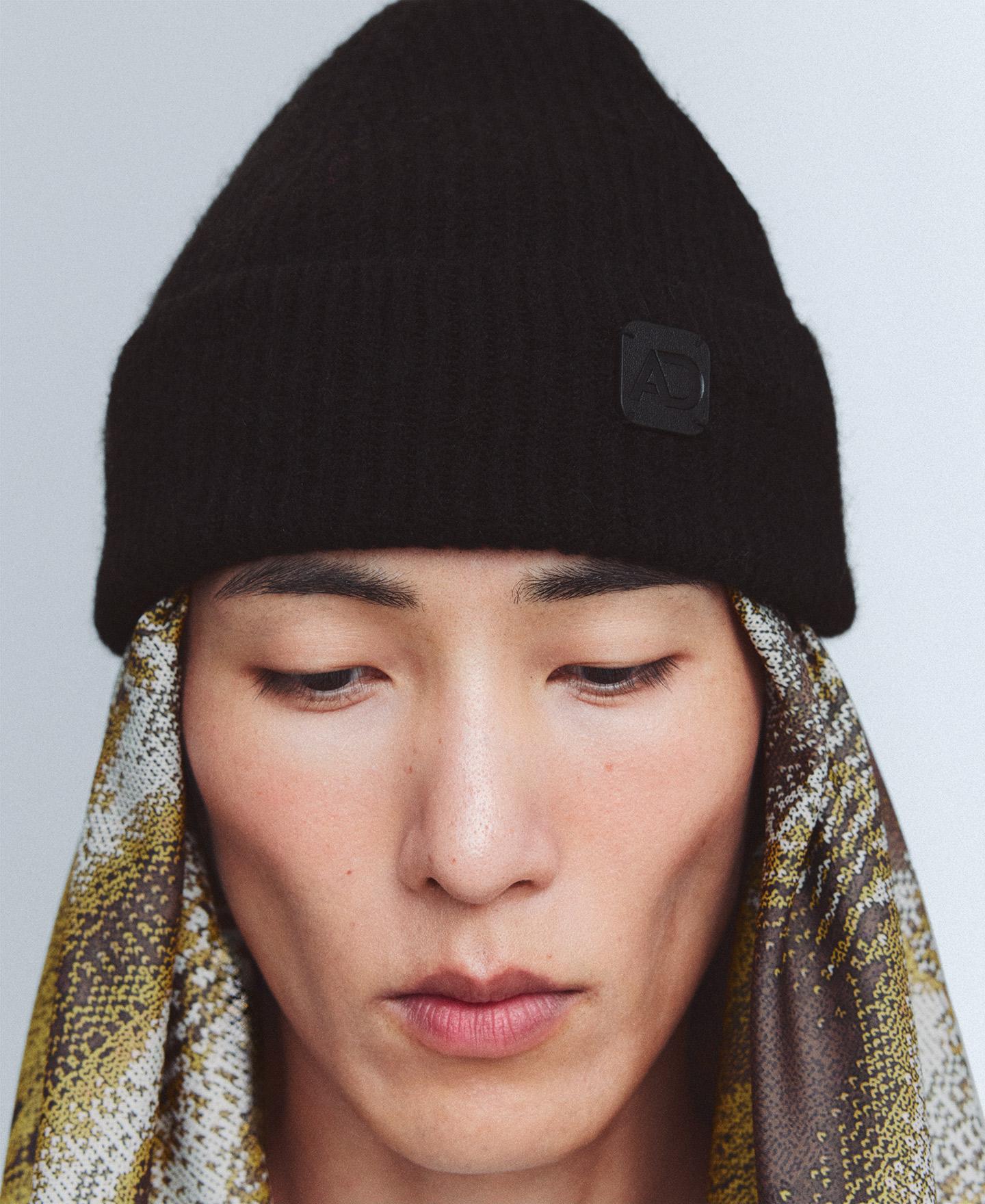 Chapéu Beanie de Lã em Canelado Preto-4