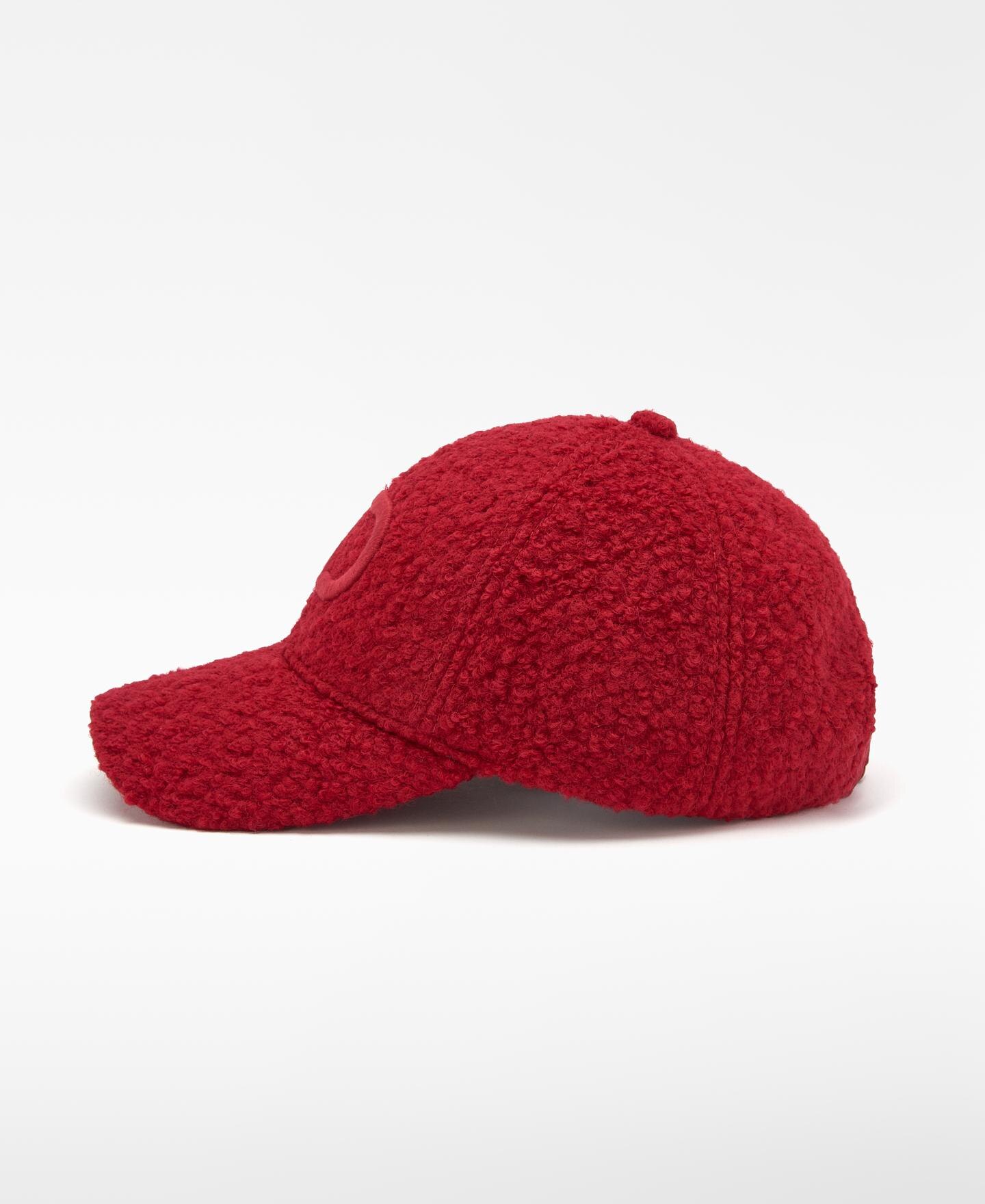Boné com Lã de Seis Painéis e Logo Bordado Vermelho-2