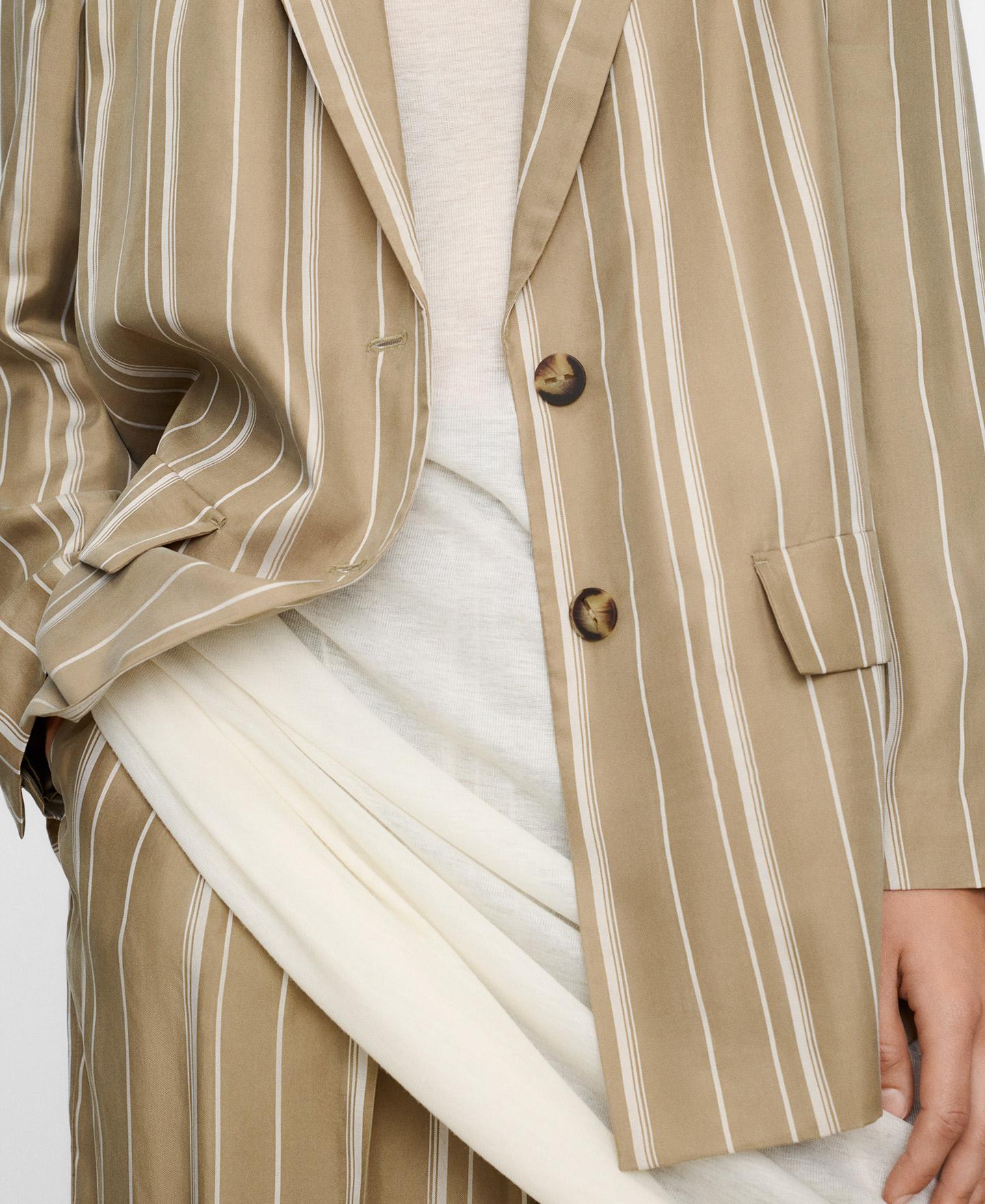 Blazer com Cupro de Manga Comprida e Fecho de Dois Botões Branco / Verde-4