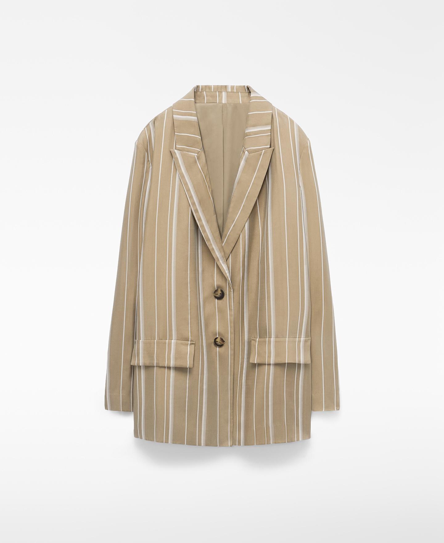 Blazer com Cupro de Manga Comprida e Fecho de Dois Botões Branco / Verde-5