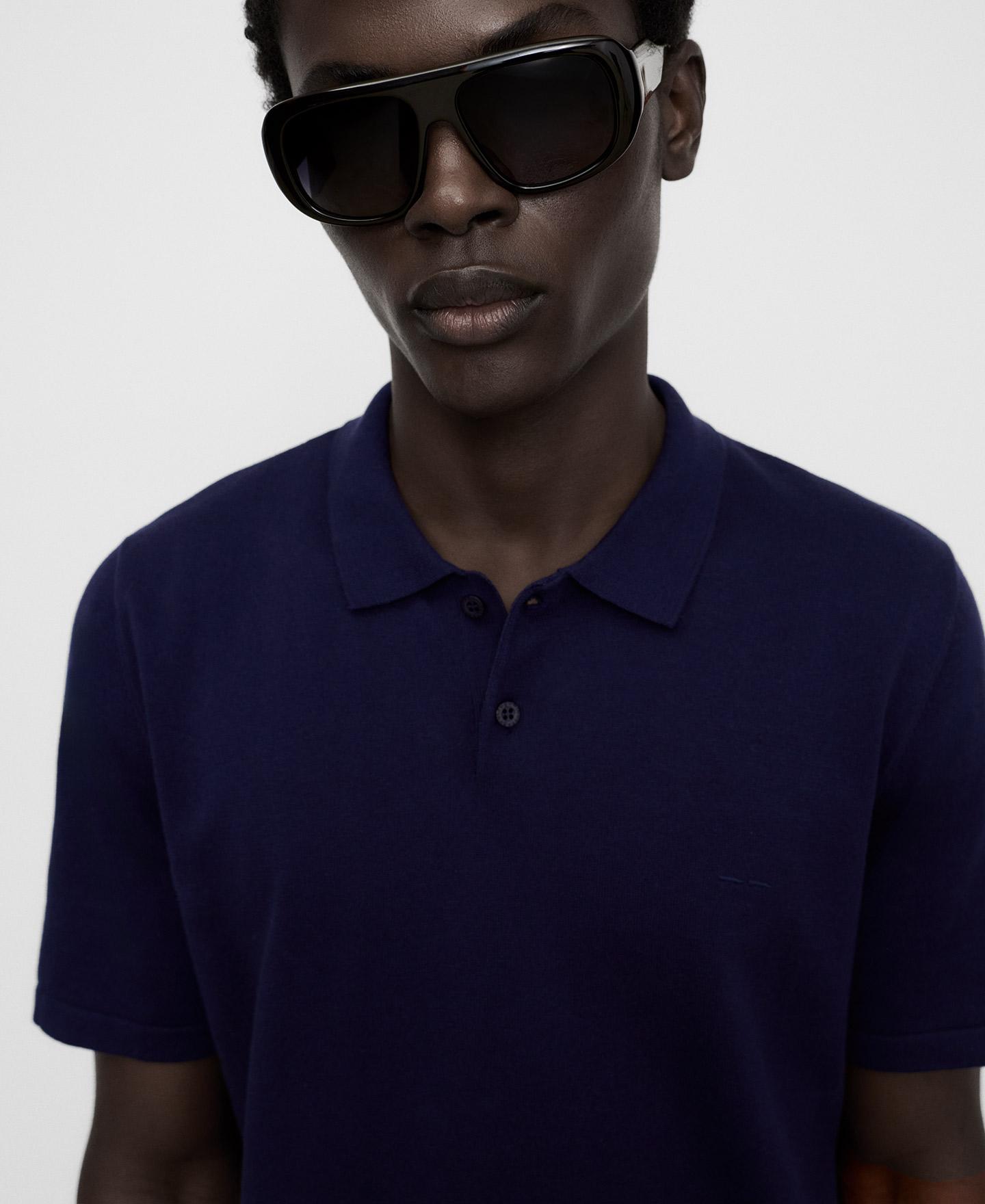 Polo de Algodão Regular Fit com Gola Italiana Azul-marinho-4