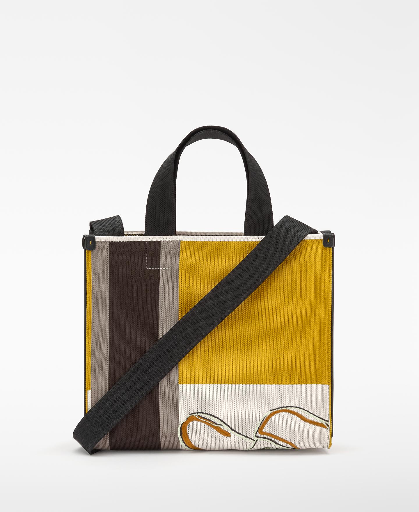 Mala de Mão Média Estampada com Bordados Cinzento / Amarelo-2