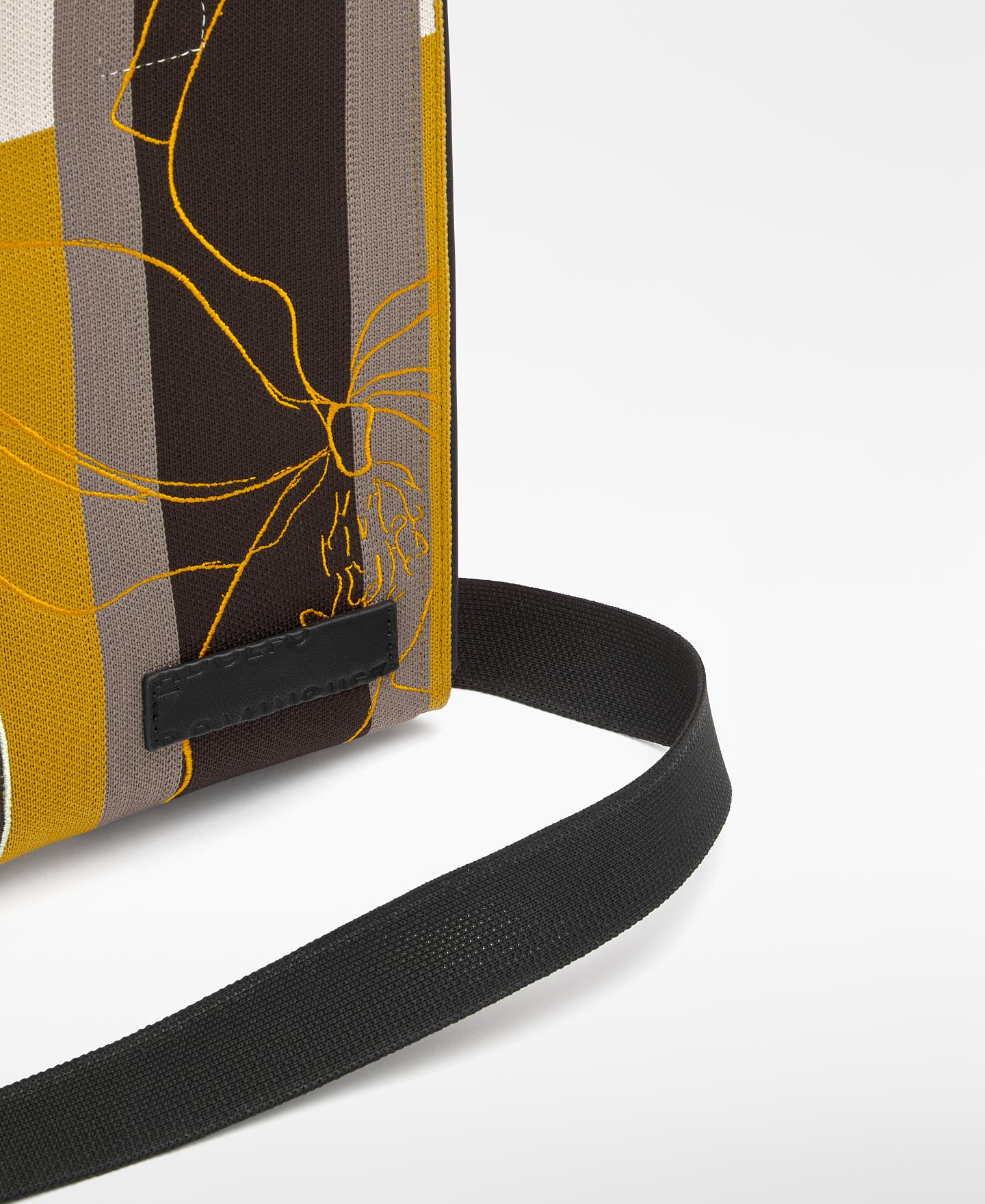 Mala de Mão Média Estampada com Bordados Cinzento / Amarelo-3