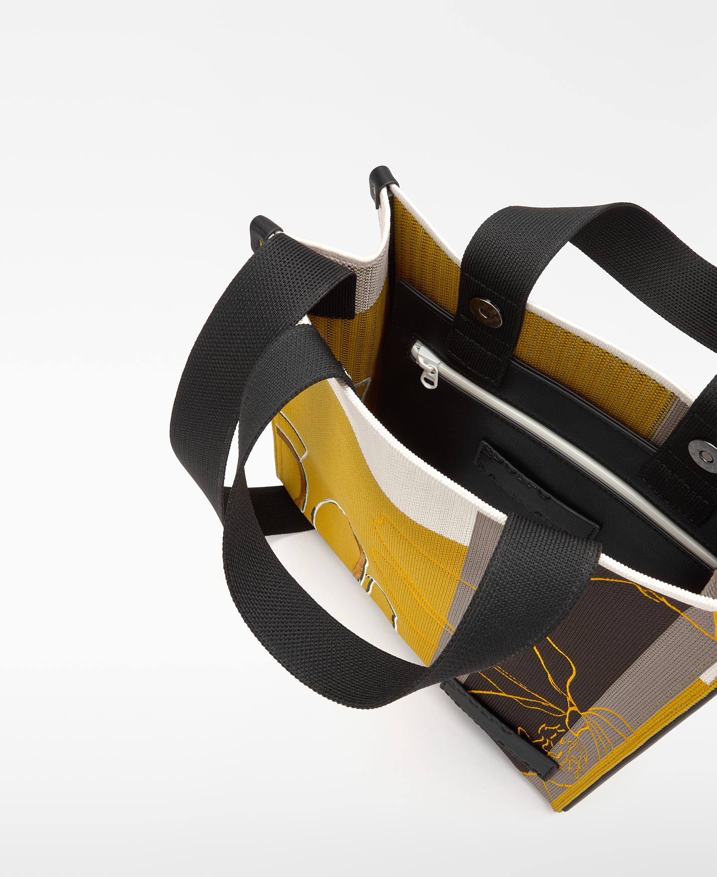 Mala de Mão Média Estampada com Bordados Cinzento / Amarelo-4
