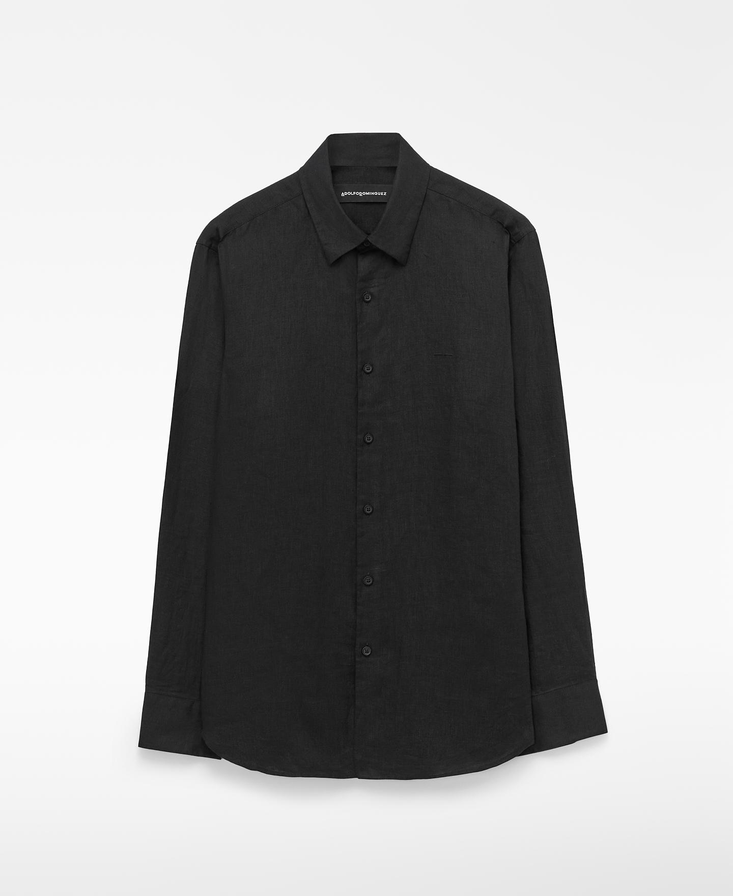 Camisa de Linho Regular Fit Preto-5