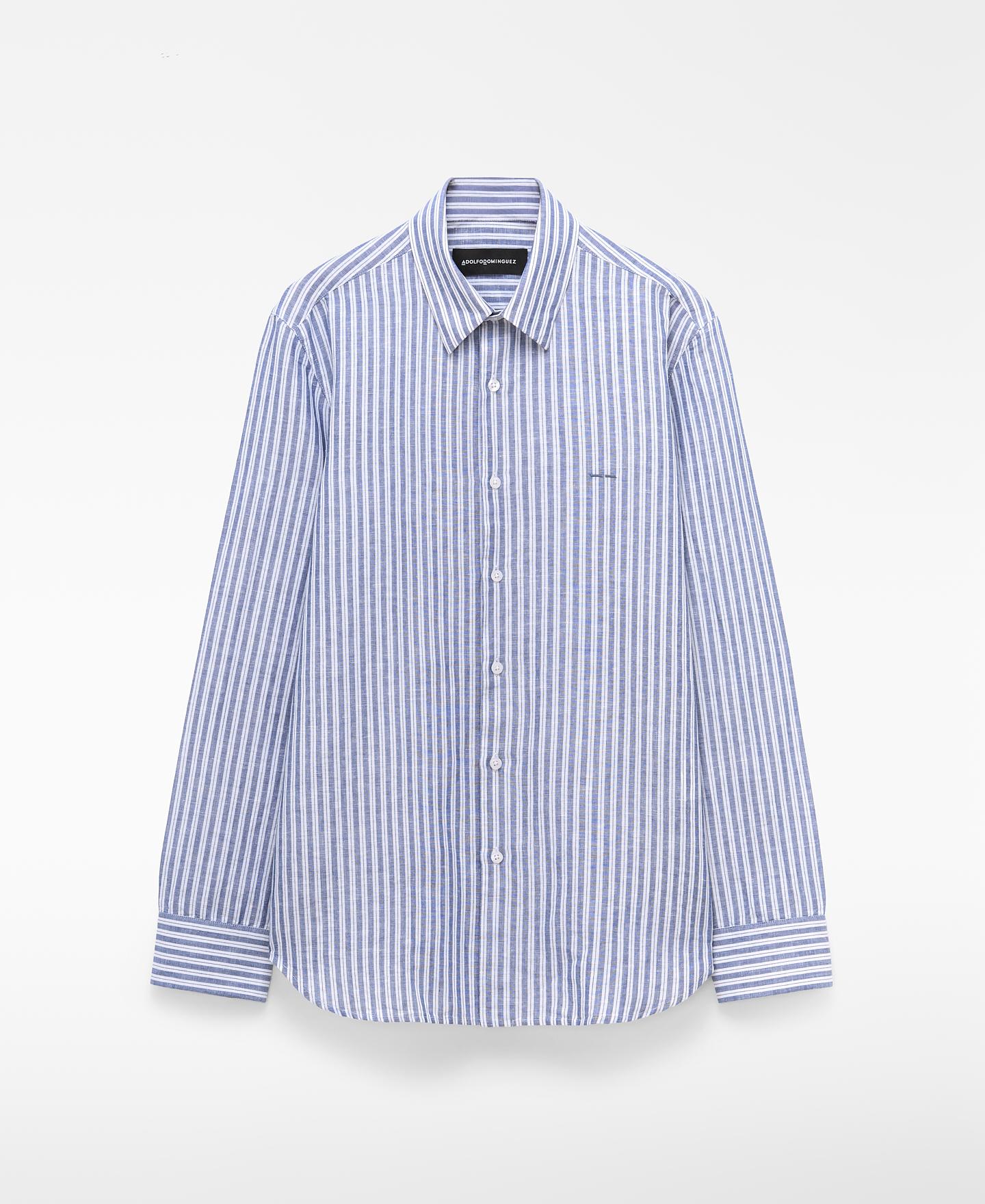 Imagem 0 de Camisa Às Riscas em Linho e Algodão