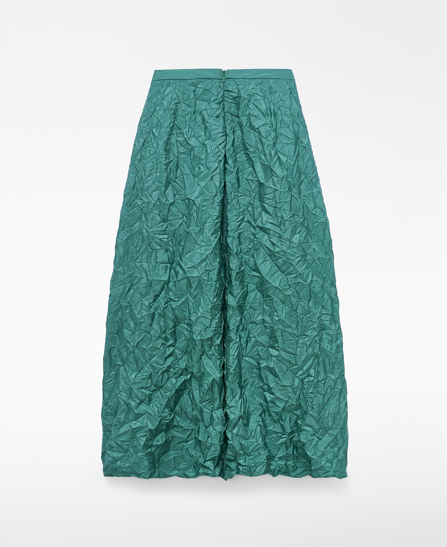 Saia Midi Acetinada com Efeito Franzido Esmeralda-6
