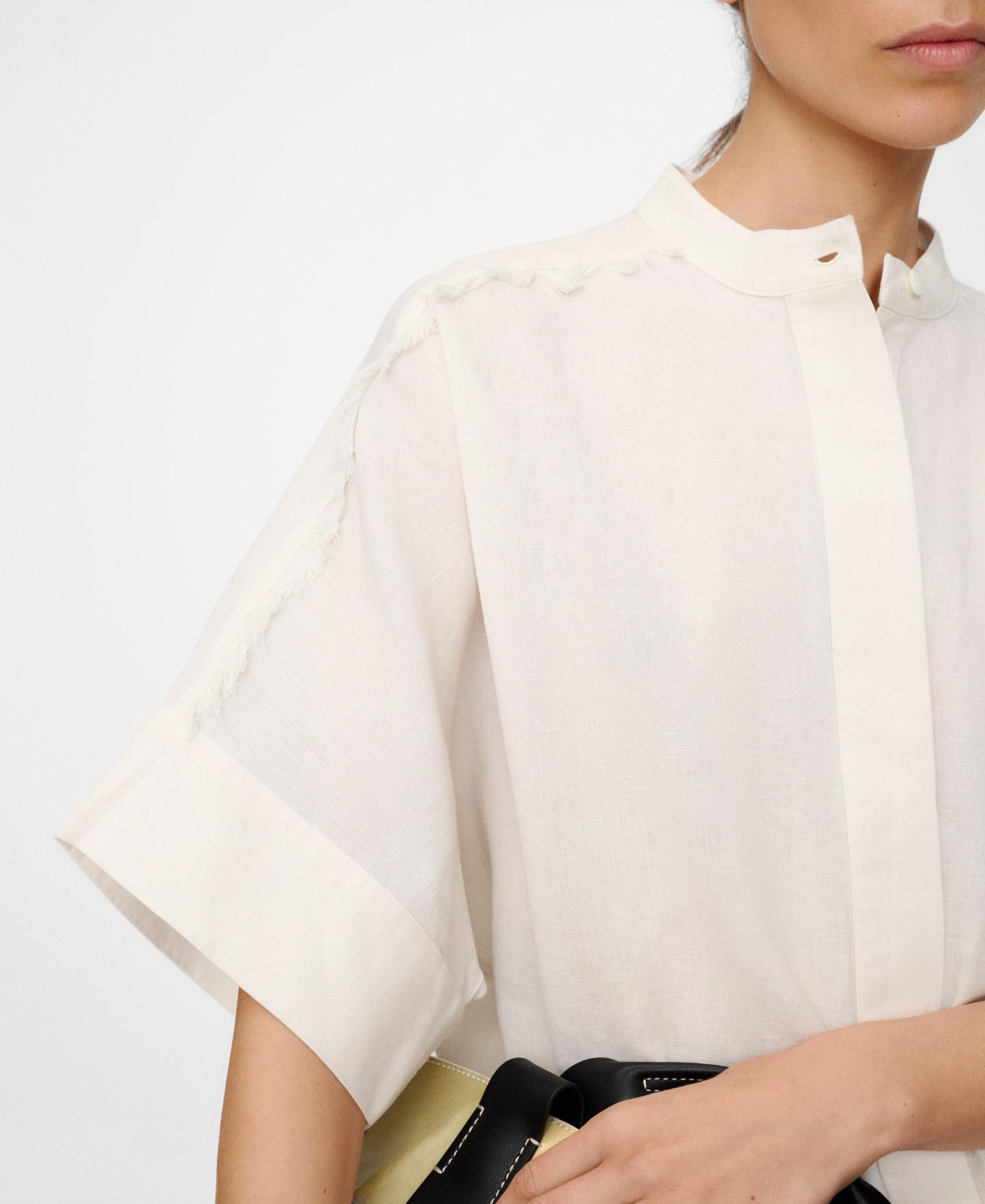 Camisa com Corte Oversize Desfiada Cru-4