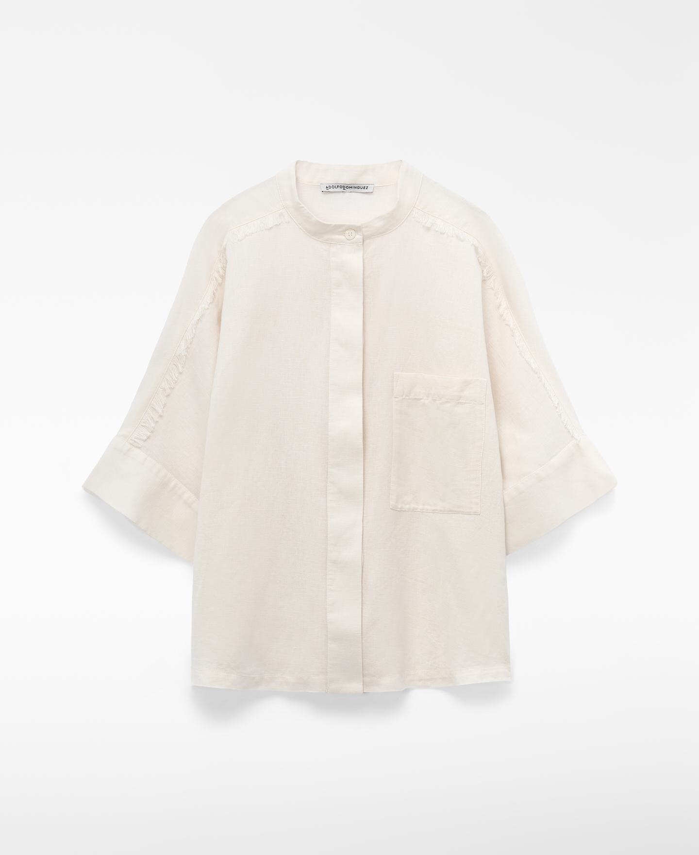 Camisa com Corte Oversize Desfiada Cru-5