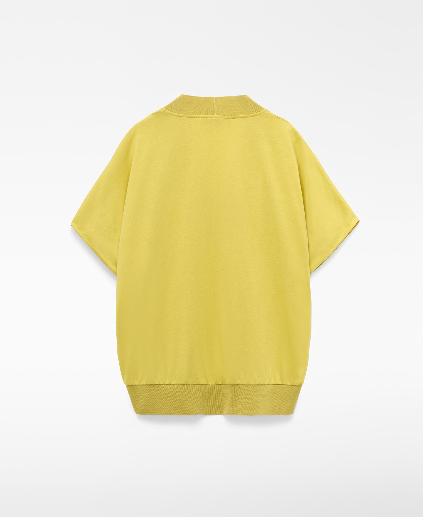 T-shirt de Tecido Duplo com Gola em V Amarelo-2