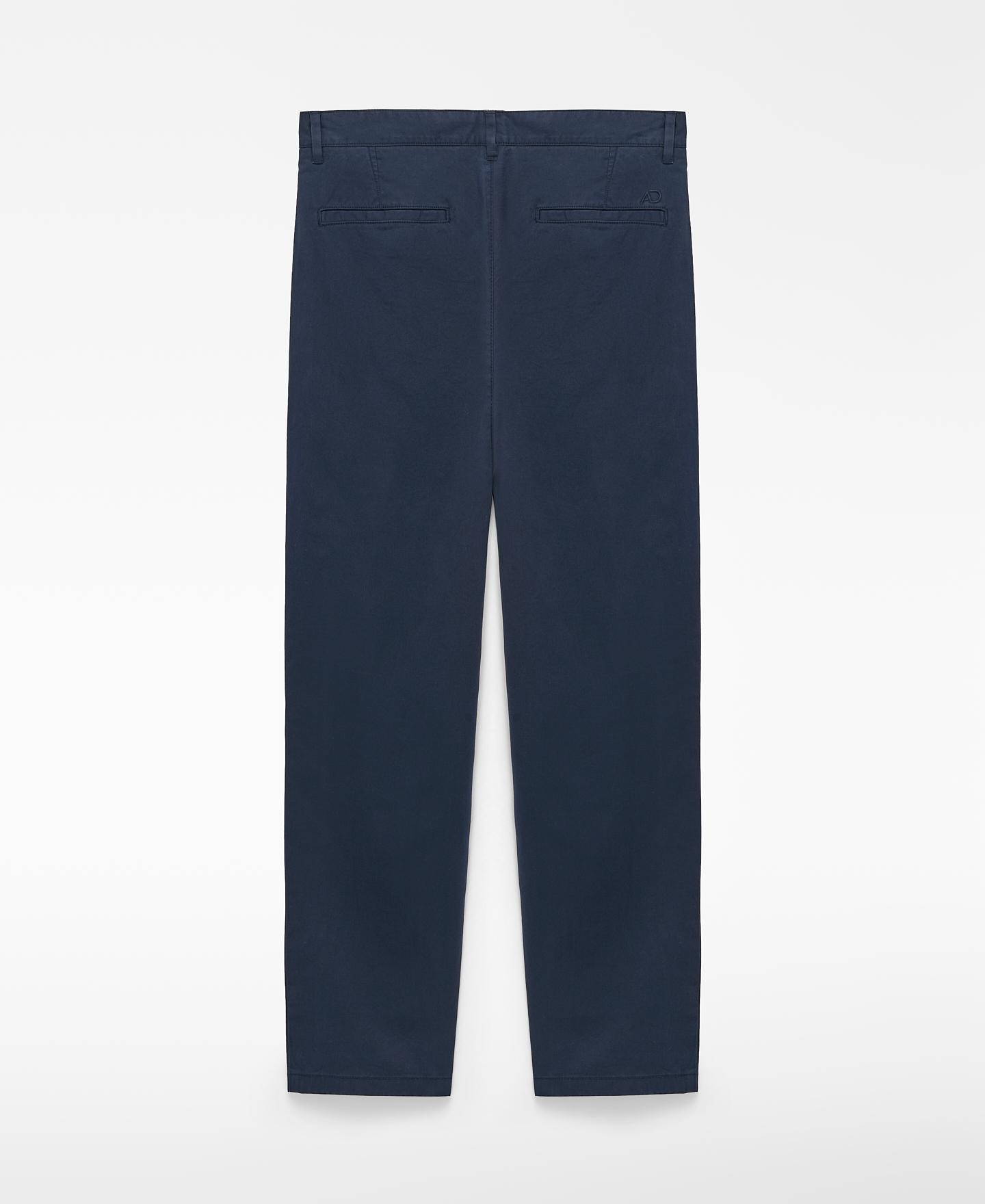 Calças Chino de Algodão com Pinças Azul-marinho-2