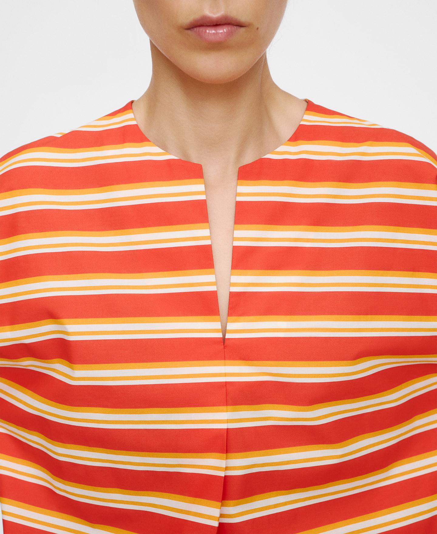 Blusa Às Riscas em Algodão com Decote em V Branco / Vermelho-4