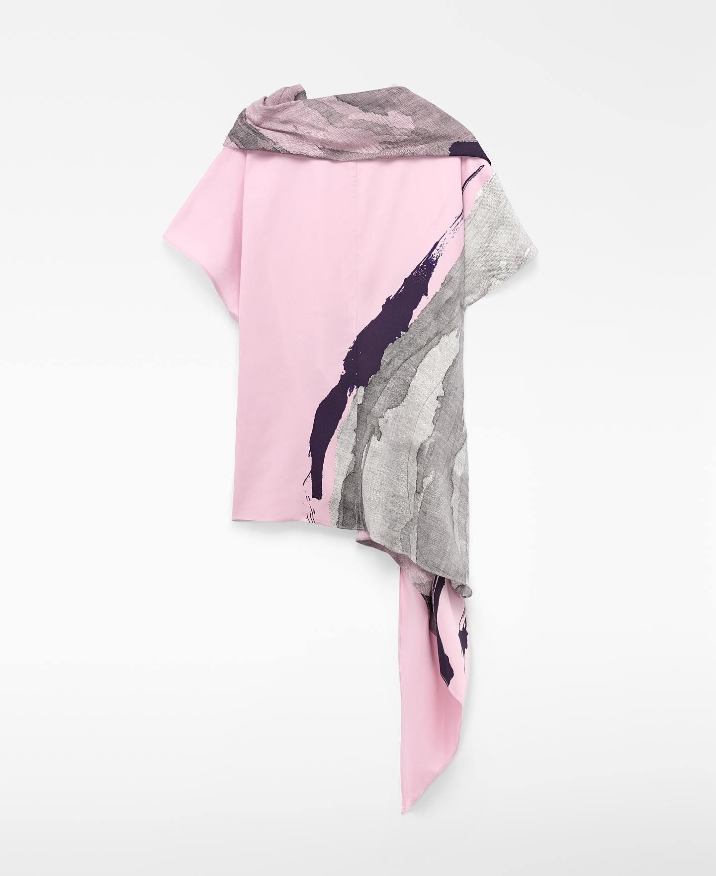 Top Acetinado Estampado com Gola Cachecol Rosa-claro-6