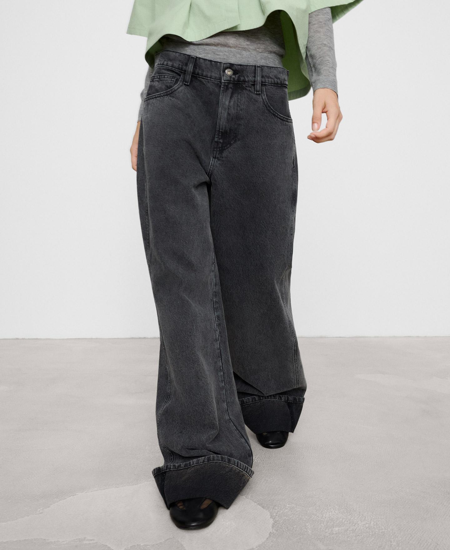 Imagem 0 de Jeans com Corte a Direito Denim Efeito Lavagem