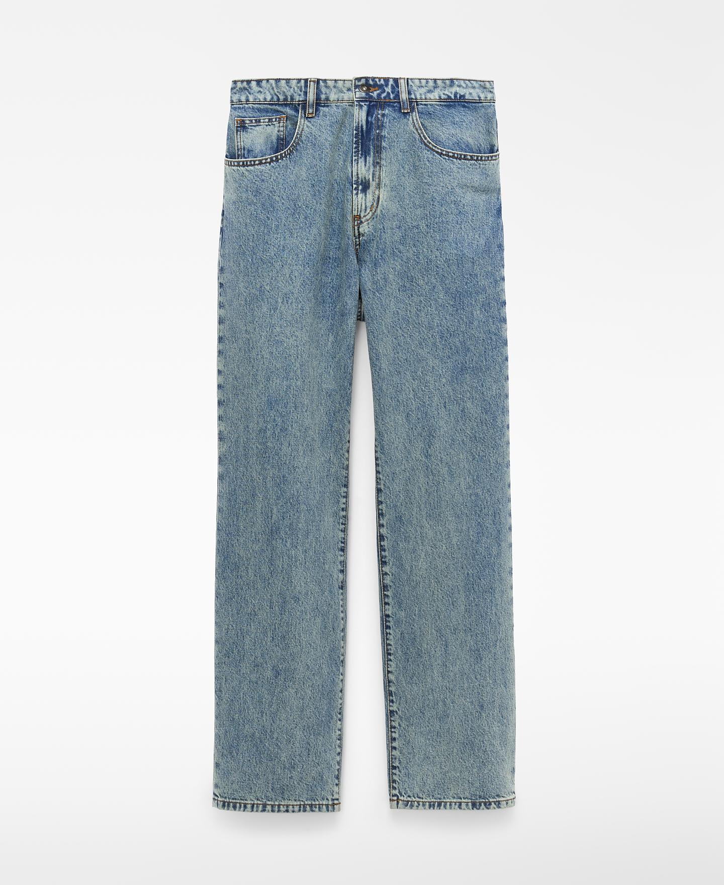 Jeans com Corte a Direito Denim Efeito Lavagem Cinzento-escuro-7