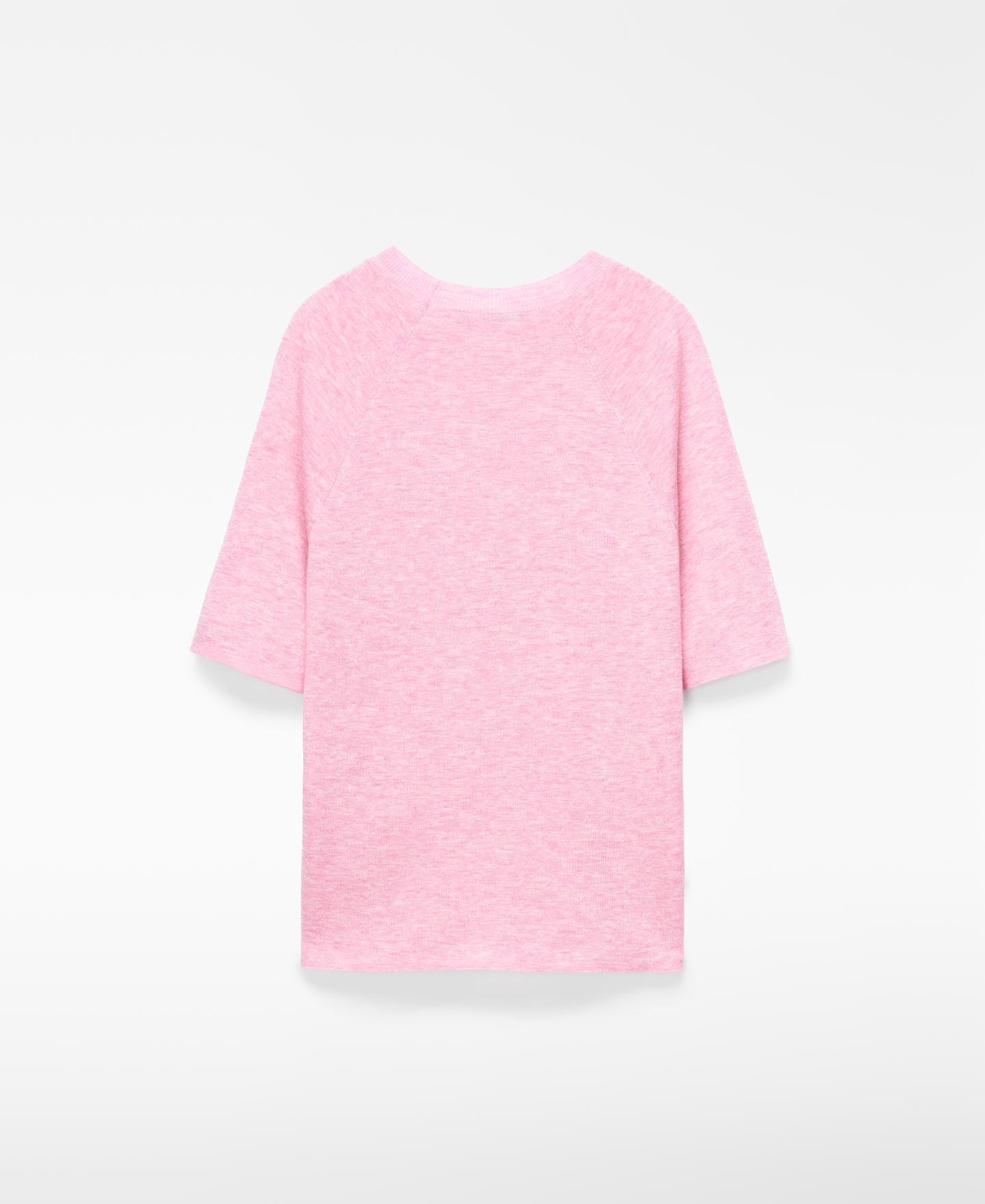 Camisola em Malha Melange com Lã Merino Rosa-2