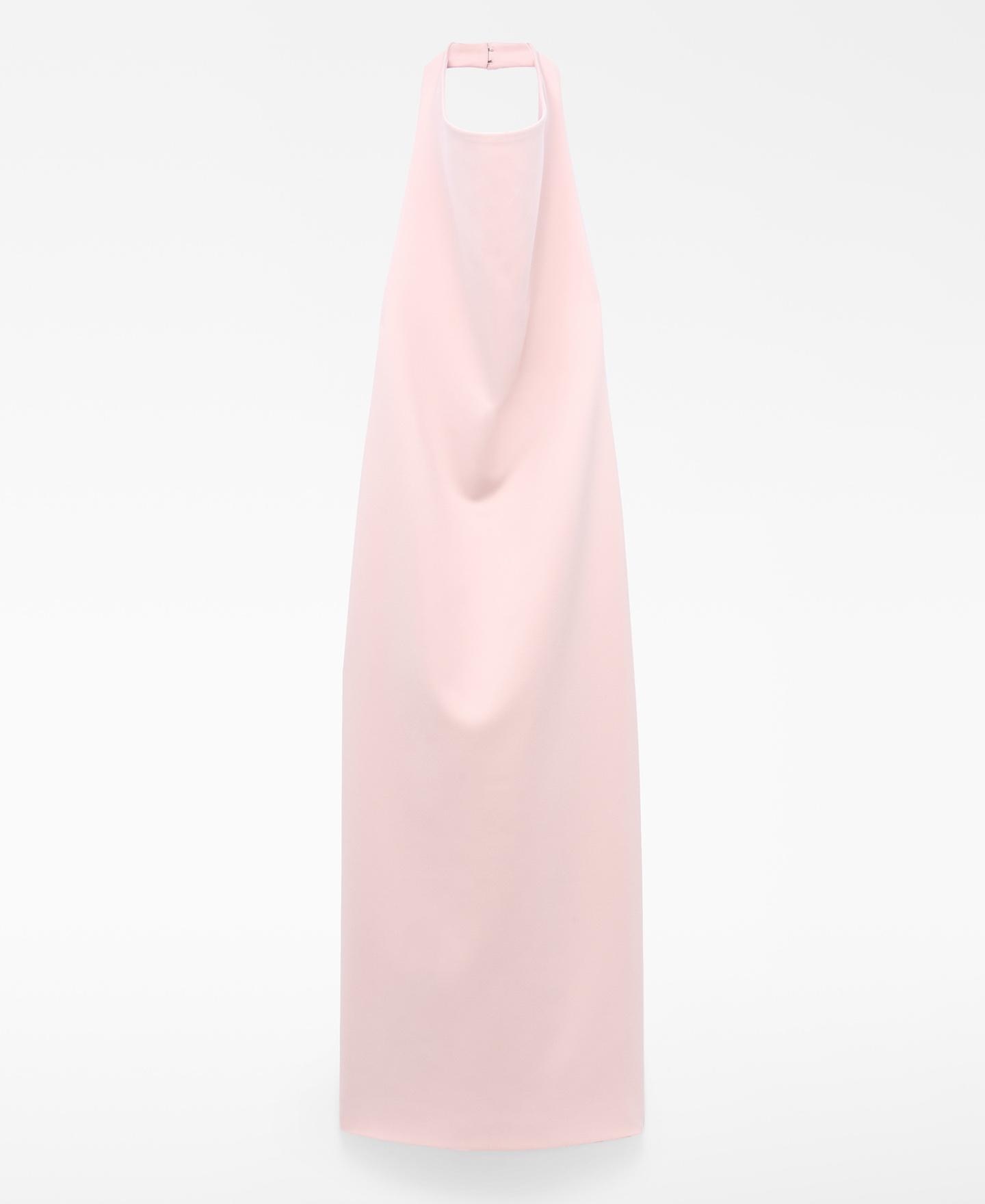 Vestido Comprido de Corte a Direito com Gola Halter Rosa-5